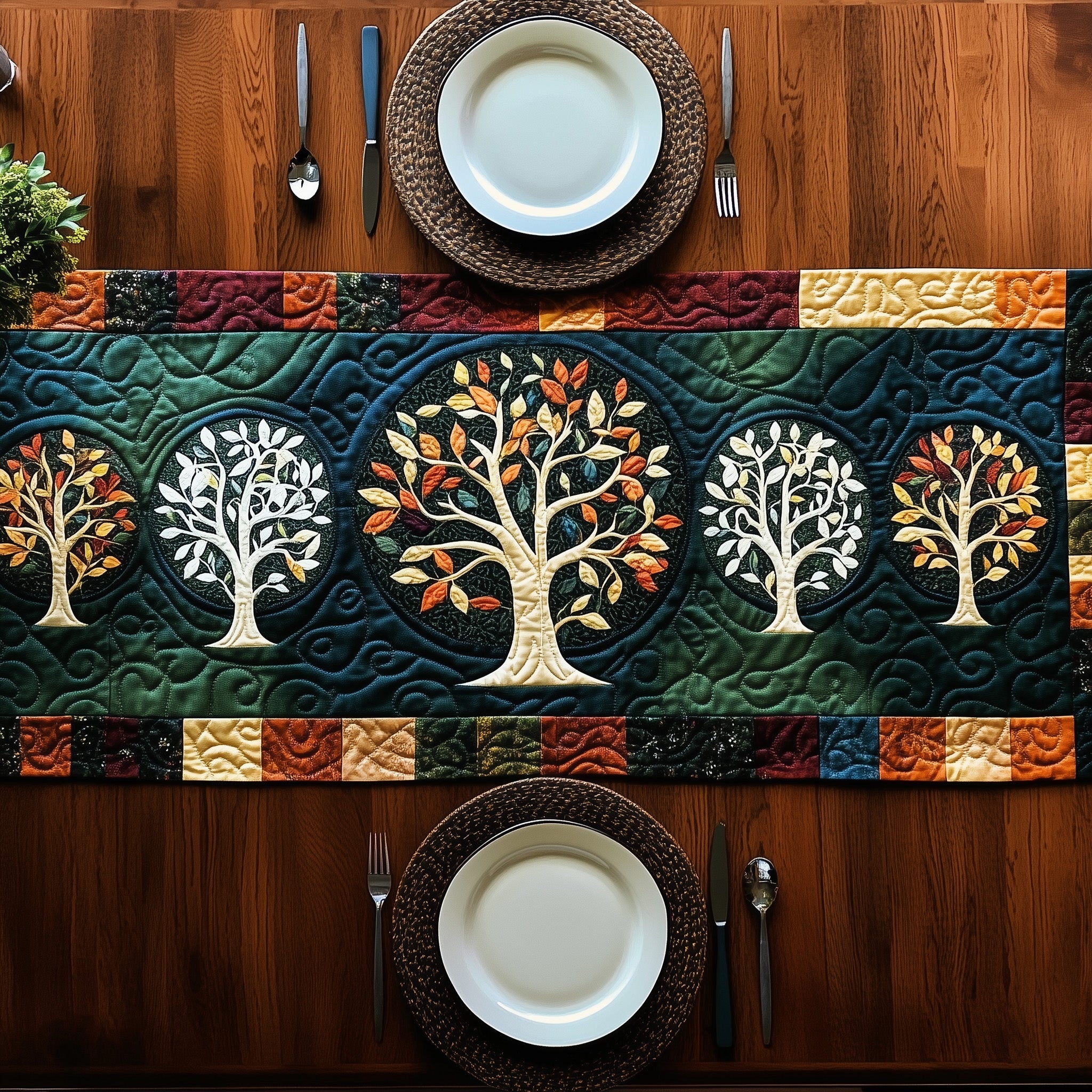 Tree Of Life Quilted Table Runner Christmas Table Runner Gift Idea
