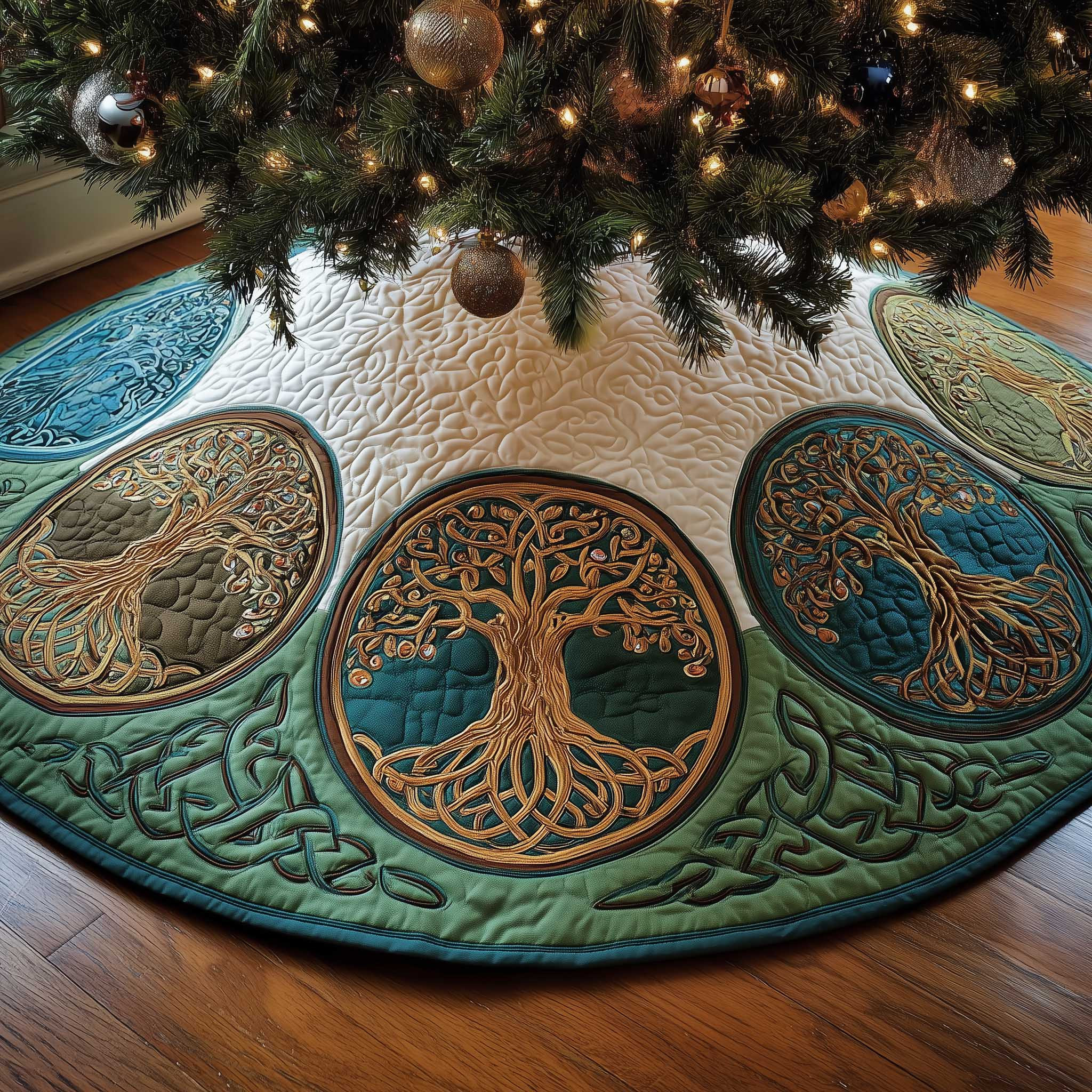 Tree Of Life Quilted Tree Skirt Holiday Decor Home Styling Accessories Cool Xmas Gift