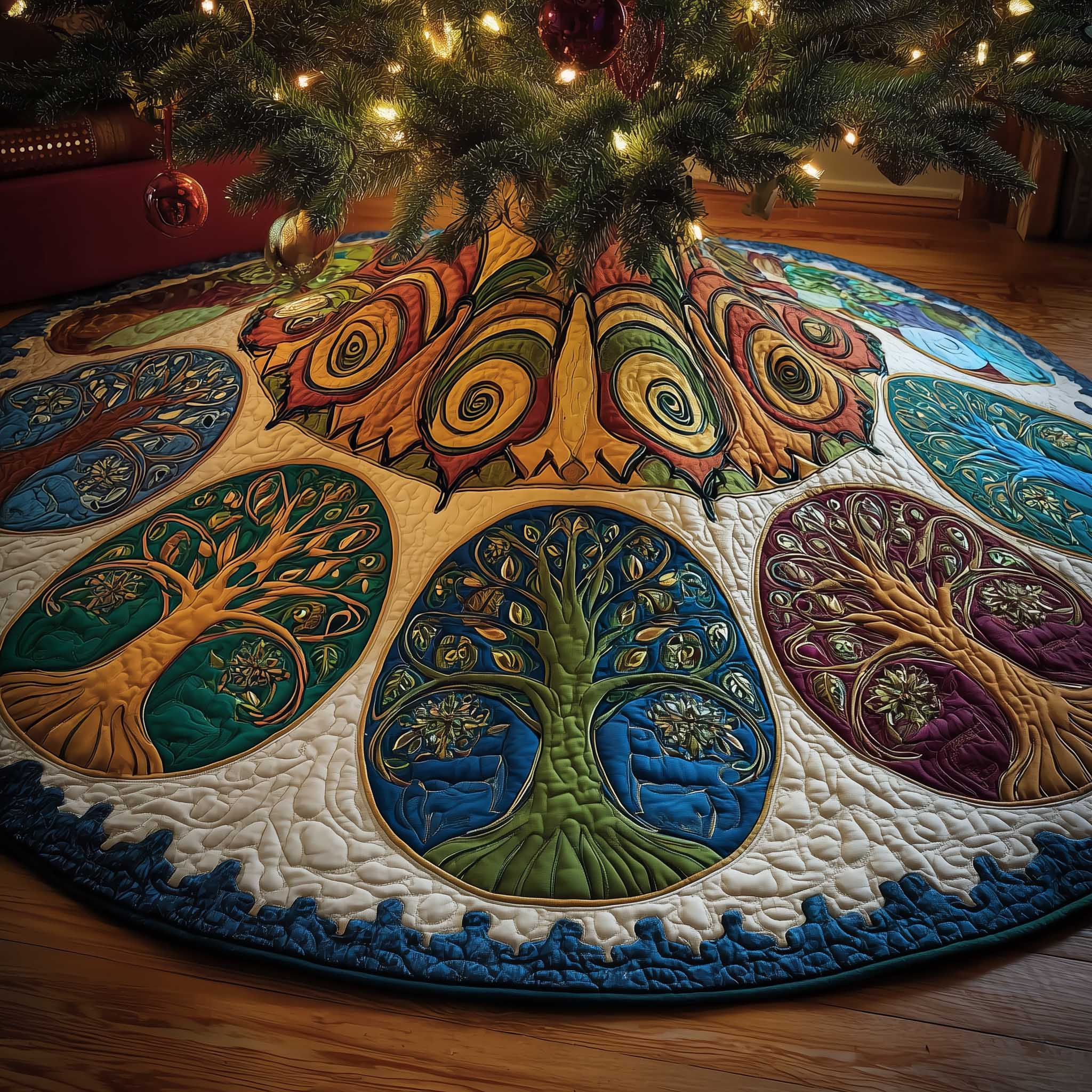 Tree Of Life Quilted Tree Skirt Home Styling Accessories Unique Christmas Gifts