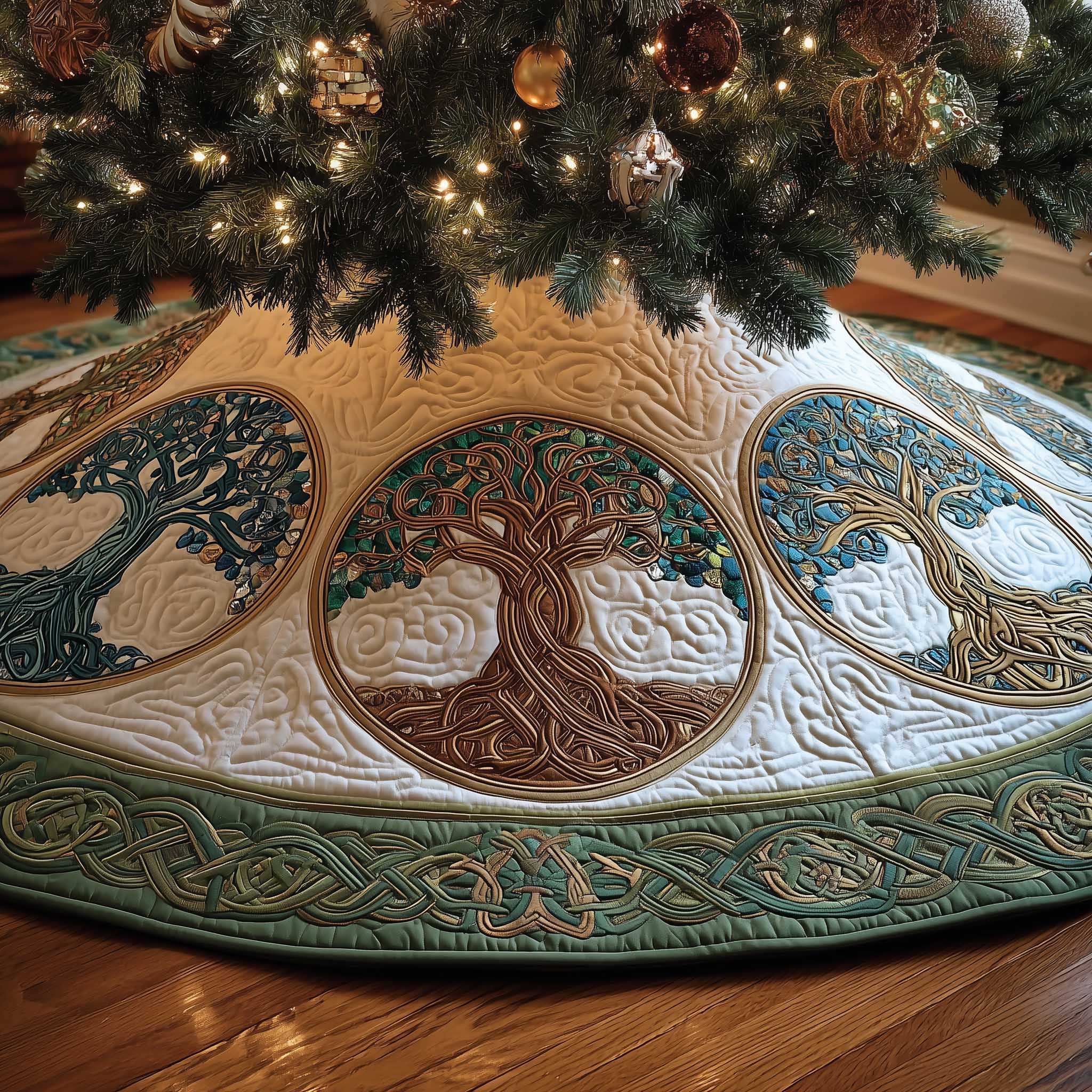 Tree Of Life Quilted Tree Skirt Xmas Decor Home Styling Accessories Christmas Gifts