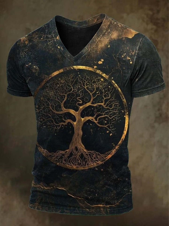 Tree Of Life V-Neck Shirt Mystic Celtic Norse Spiritual Graphic Tee Nature Gifts