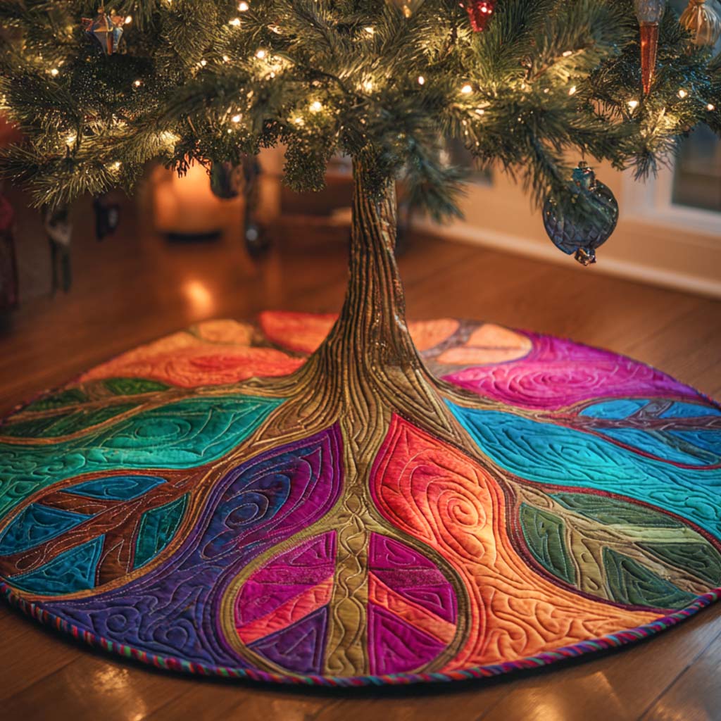 Tree of Peace Quilted Tree Skirt Xmas Home Decor Unique Christmas Gifts 2025