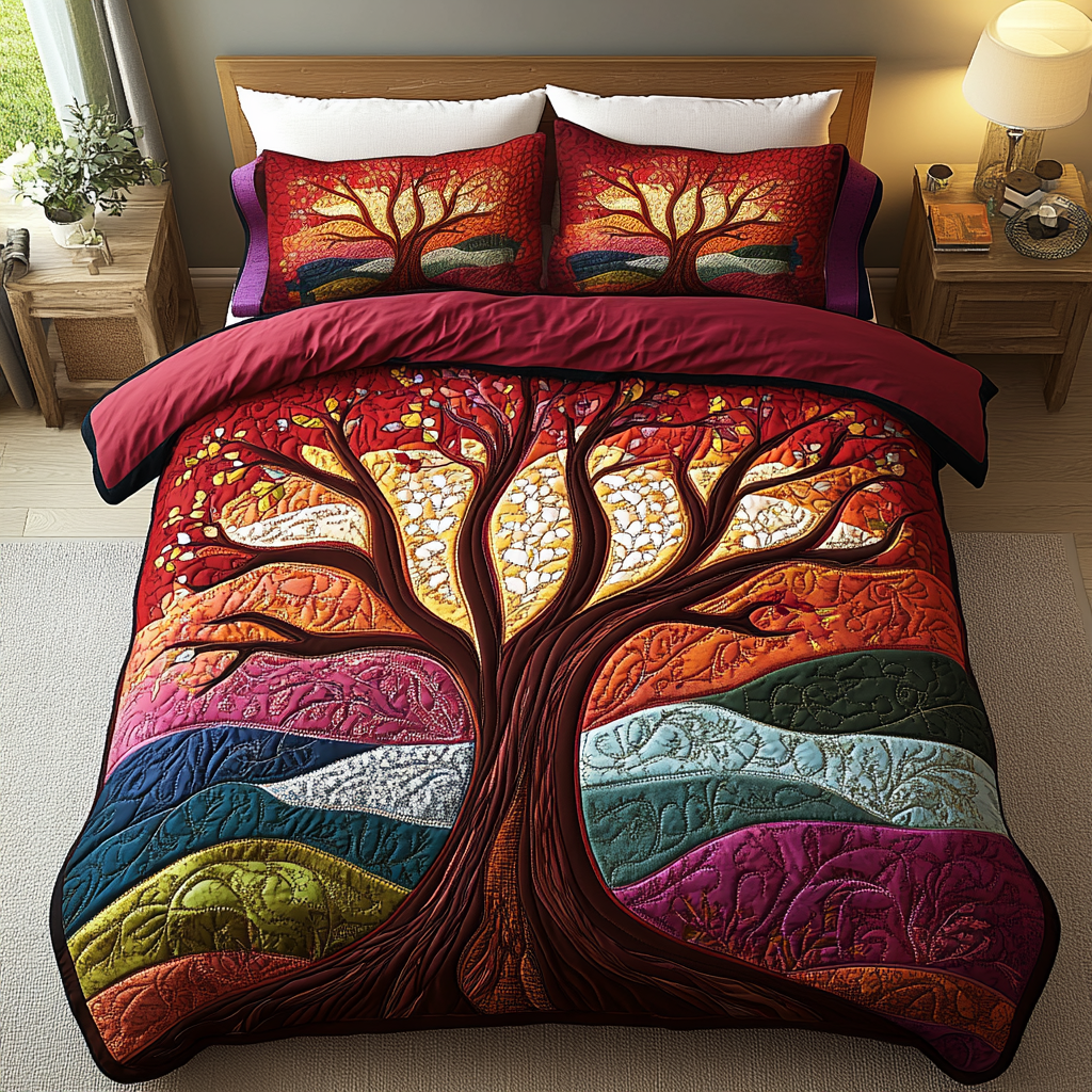 Tree Spirit Quilted Bedding Set Best Bedspread Set Tree Of Life Gifts For Him