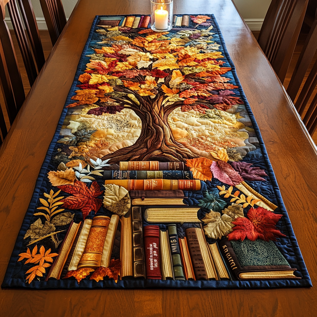 Tree Tales Quilted Table Runner Dining Room Table Runner Decor Best Unique Book Gifts