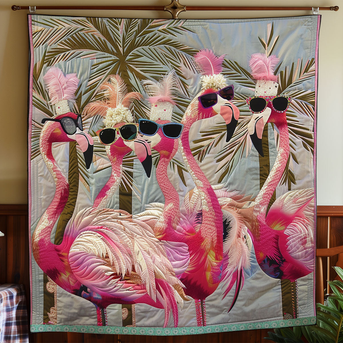 Trendy Flamingo Chic Quilt Lightweight Quilt Blanket for Year-Round Comfort