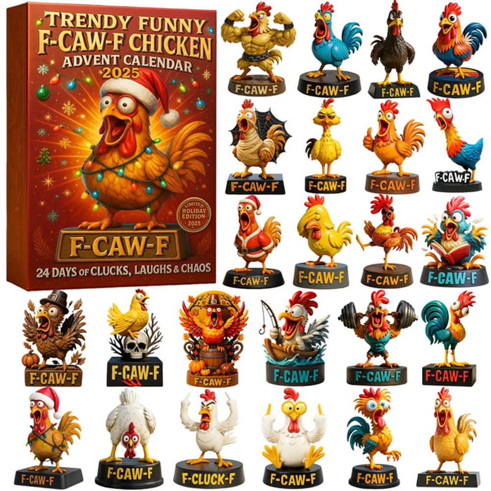 Trendy Funny F-Caw-F Chicken Advent Calendar 2025 Christmas Countdown Chicken Christmas Gifts