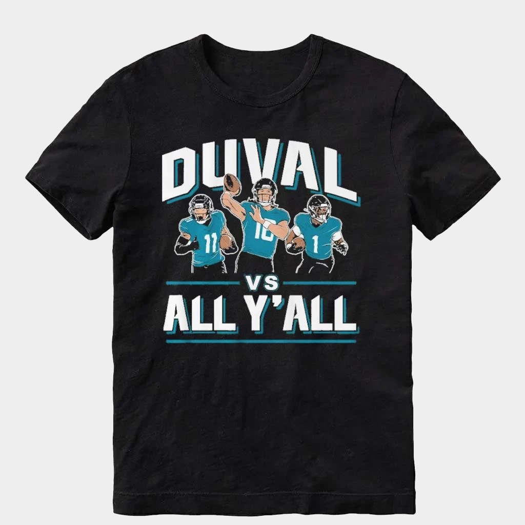 Trevor Lawrence Travis Etienne And Parker Washington Duval Vs All Y'all T-Shirt Fan Apparel