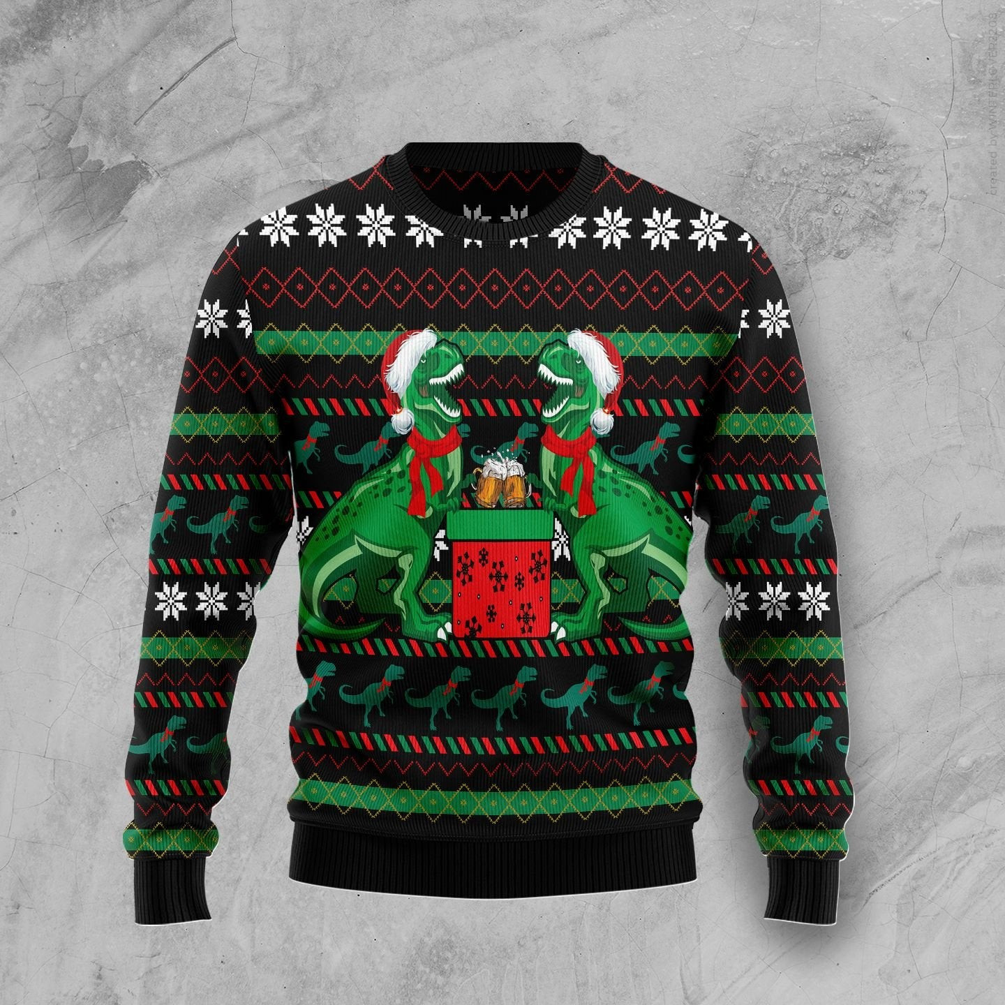 Trex Drink Ugly Christmas Sweater