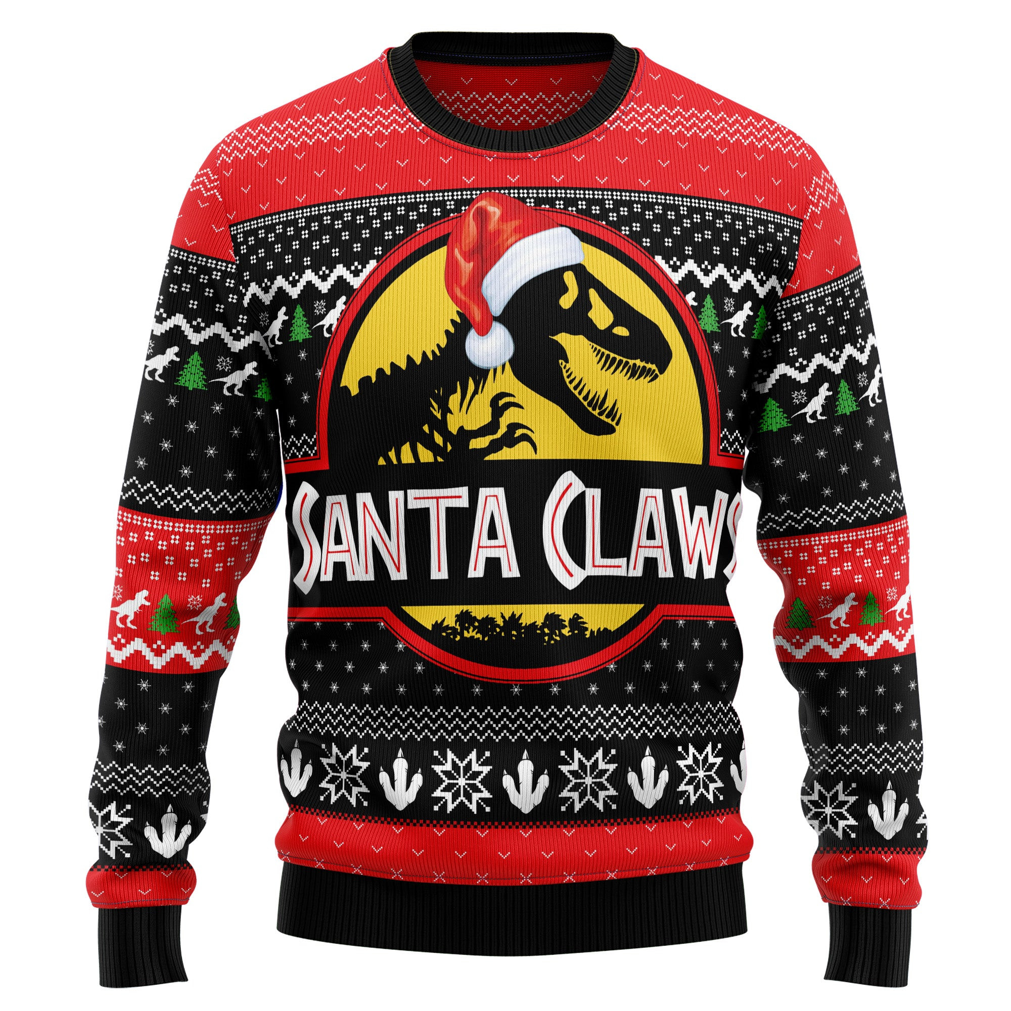 TRex Santa Claws Ugly Christmas Sweater