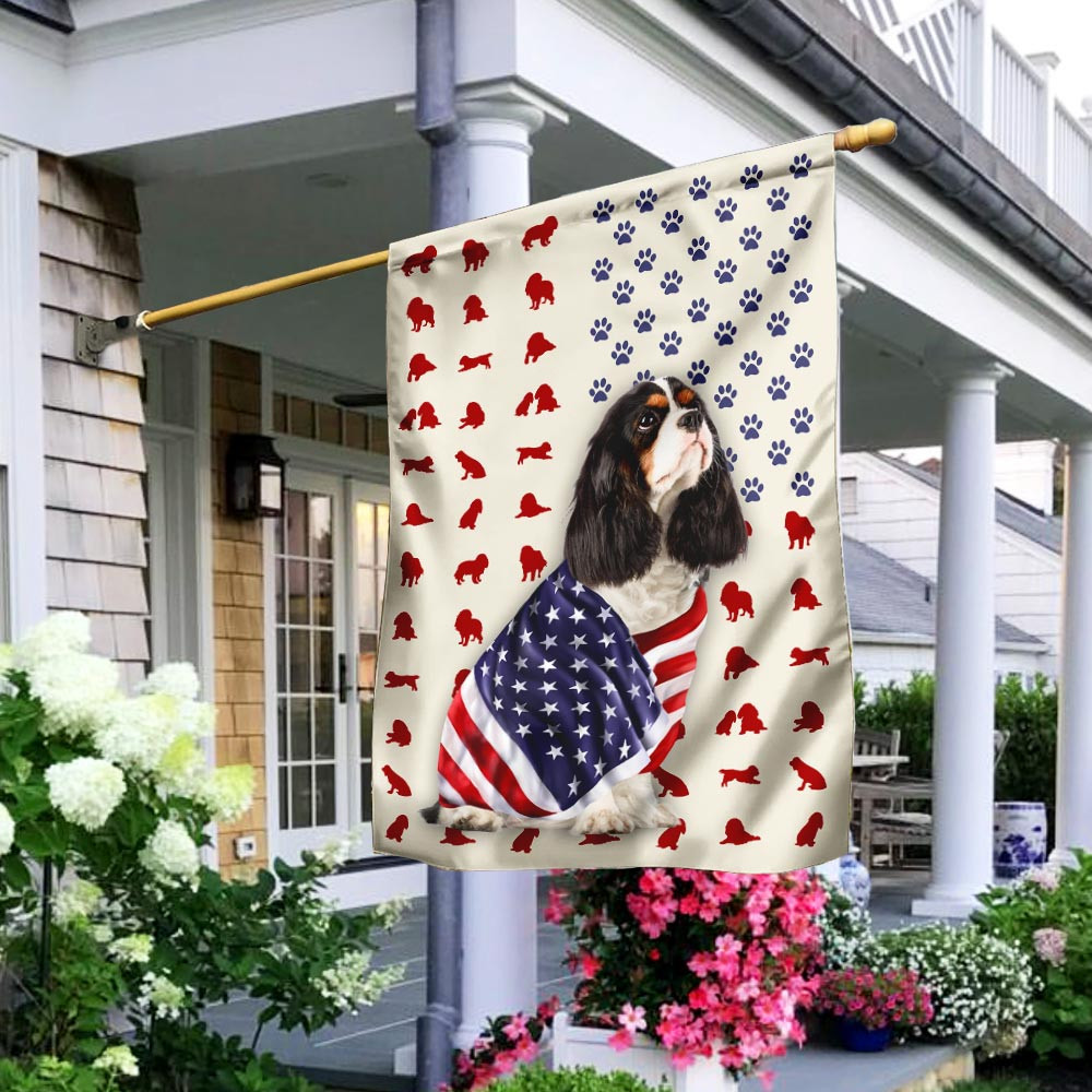 Tri Color Cavalier King Charles Spaniel American Flag Best Proud Dog Lovers Gift Ideas