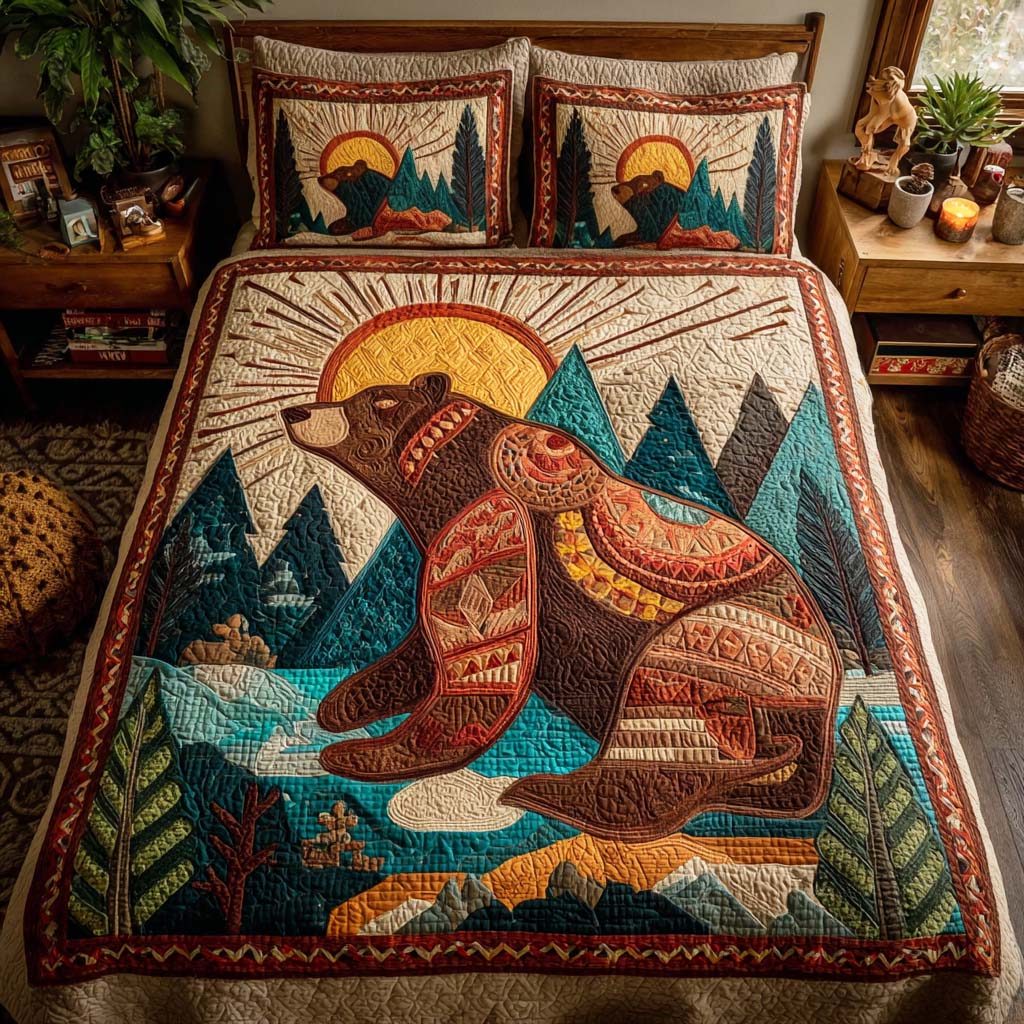 Tribal Claw Quilted Bedding Set Bedroom Decorations Unique Bear Gifts