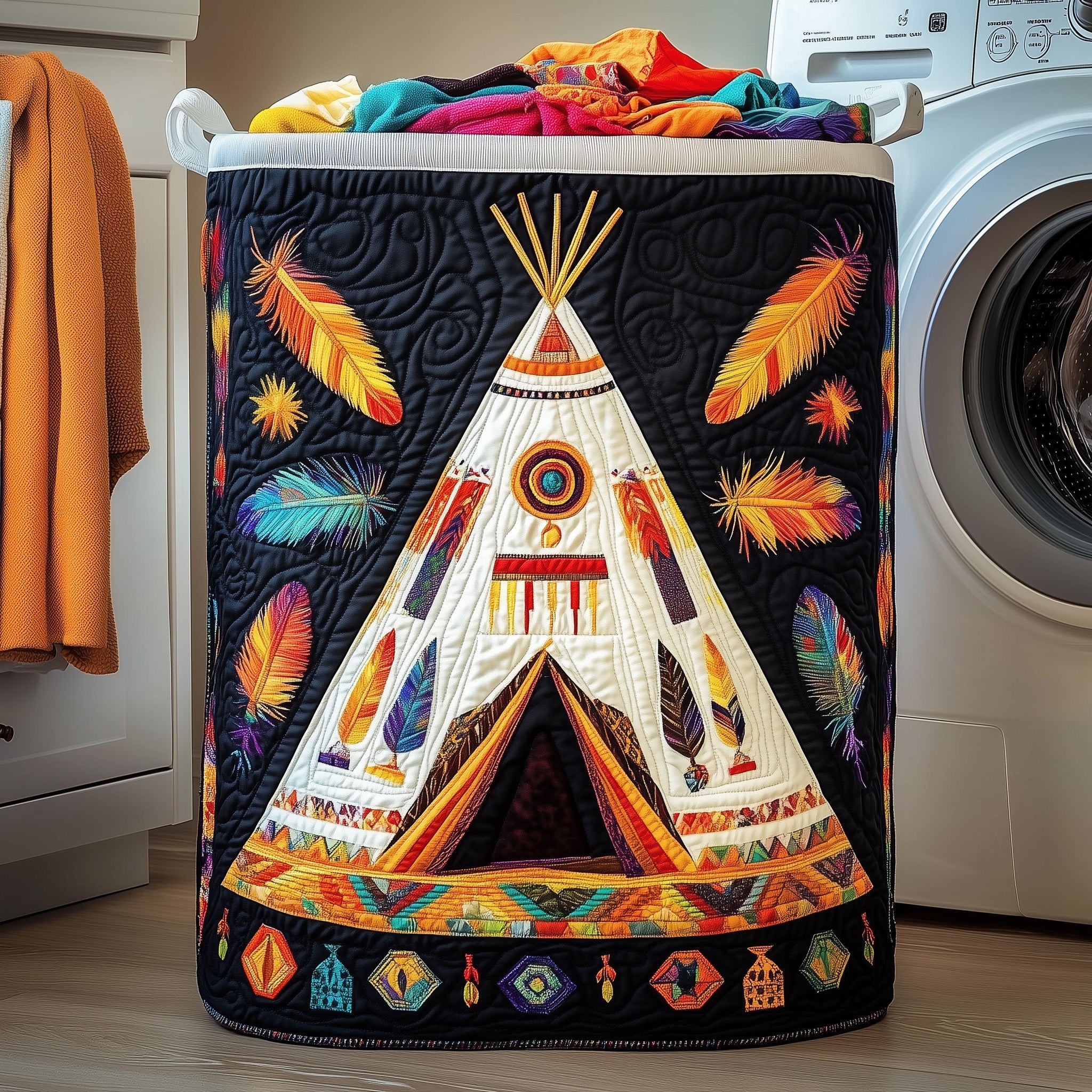 Tribal Comfort Quilted Laundry Basket Creative Gift For Family