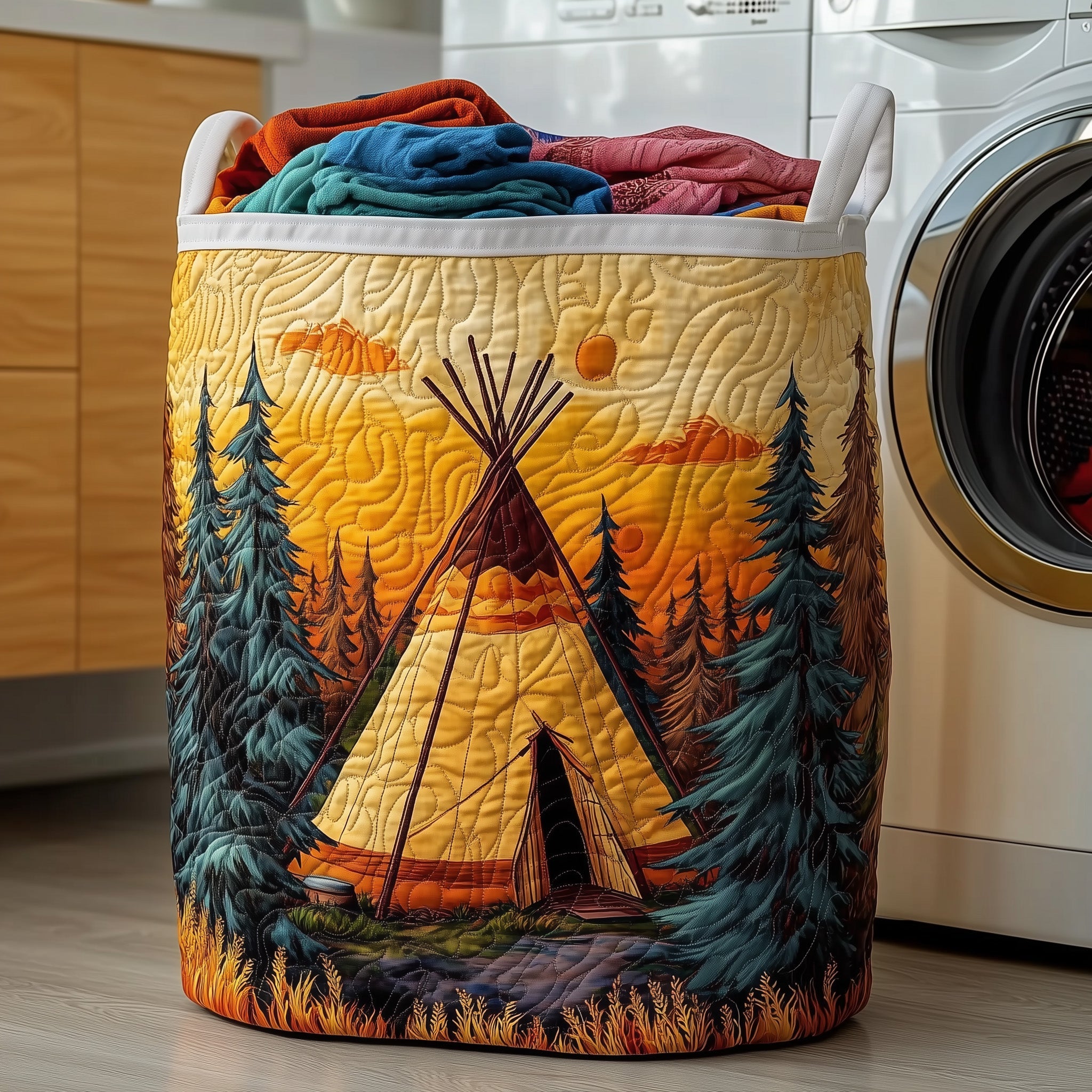 Tribal Comfort Quilted Laundry Basket Everyday Merch Choice