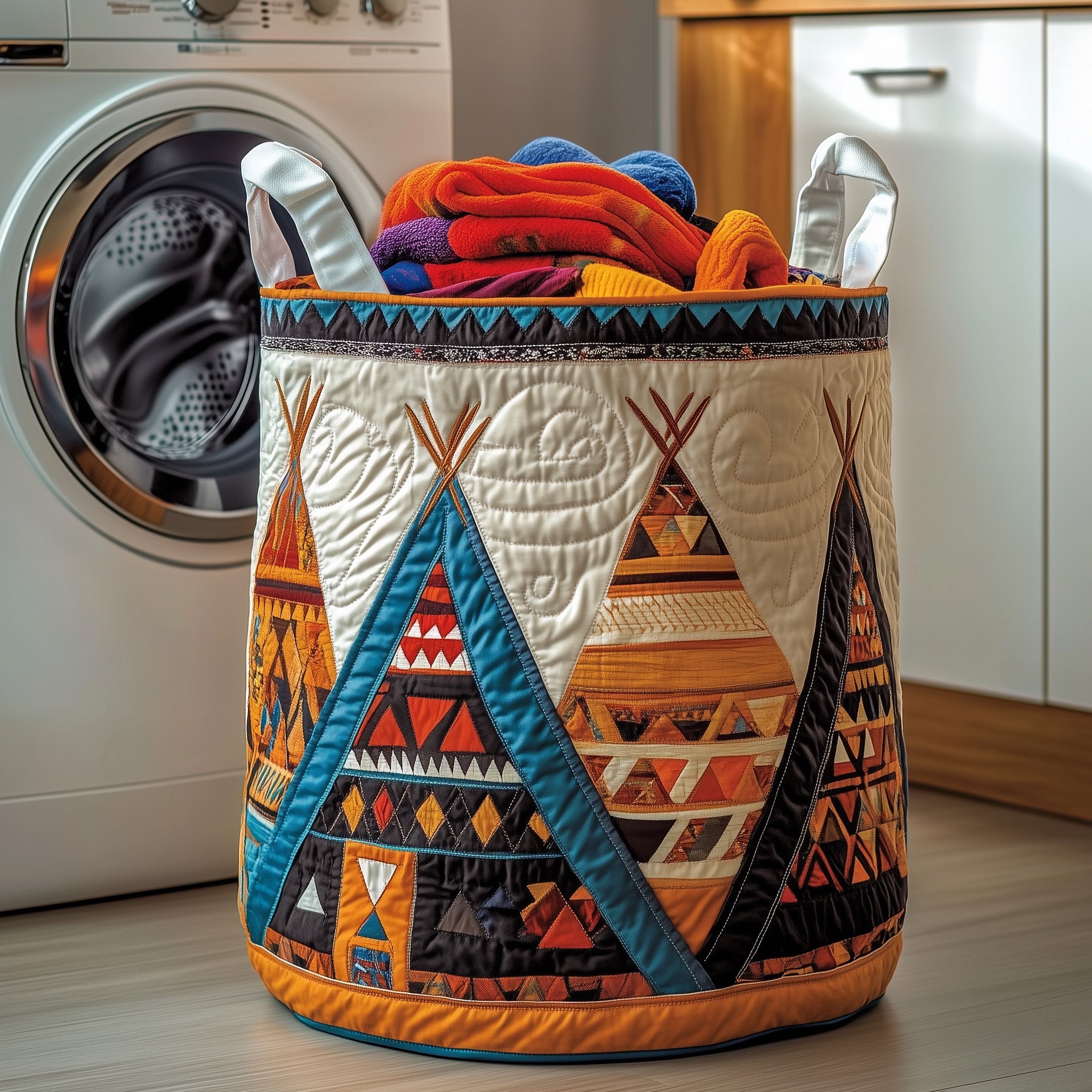 Tribal Comfort Quilted Laundry Basket Holiday Season Merch