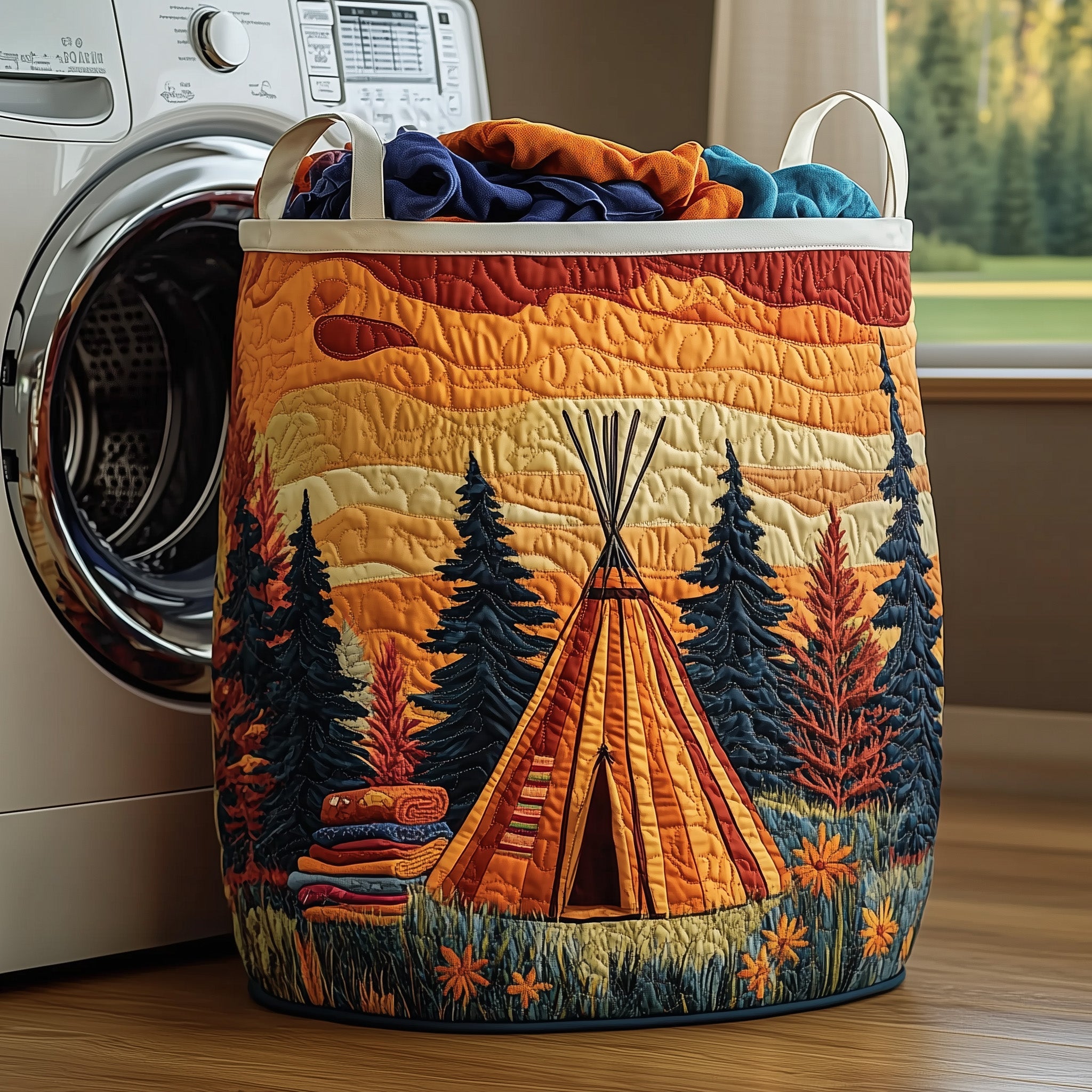 Tribal Comfort Quilted Laundry Basket Mother's Day Merch Gift