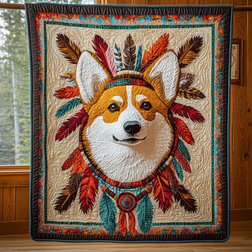 Tribal Corgi Quilt Unique Quilt Blanket Gift for Special Occasions
