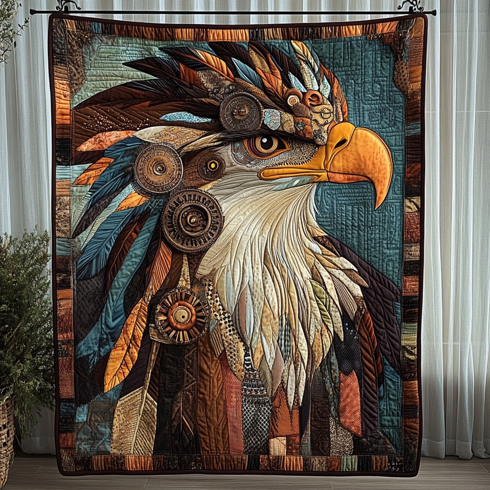 Tribal Eagle Spirit Quilted Blanket Native American Warrior Art Cozy Throw Best Gift For Eagle Lovers