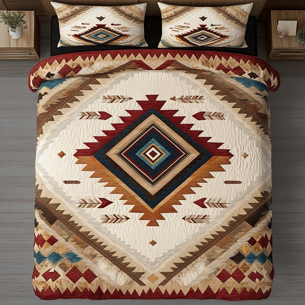 Tribal Echo Quilted Bedding Set Best Christmas Duvet Cover Set Unique Native American Gifts For Women