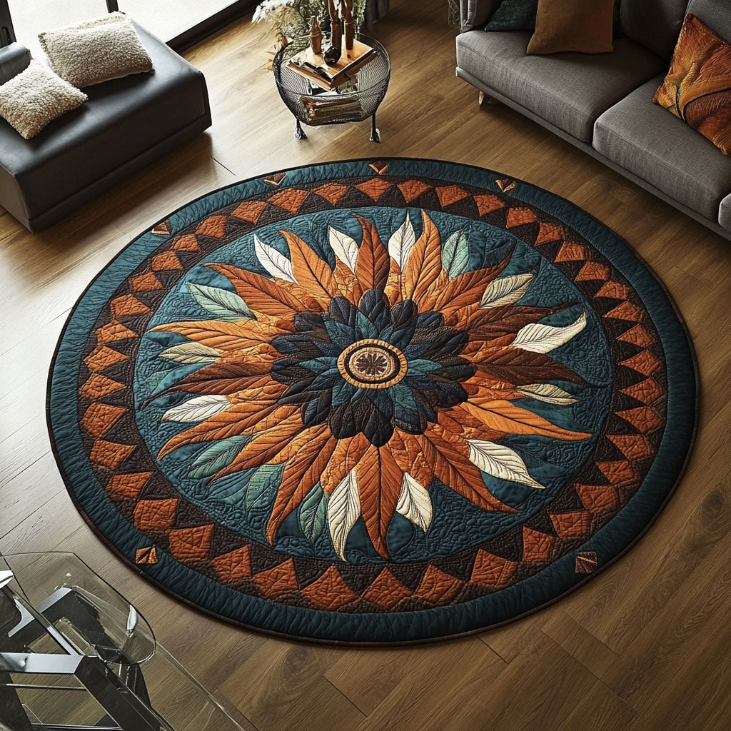 Tribal Echoes Quilted Round Mat Foyer Decor Ideas Gifts For Sunflower Lovers