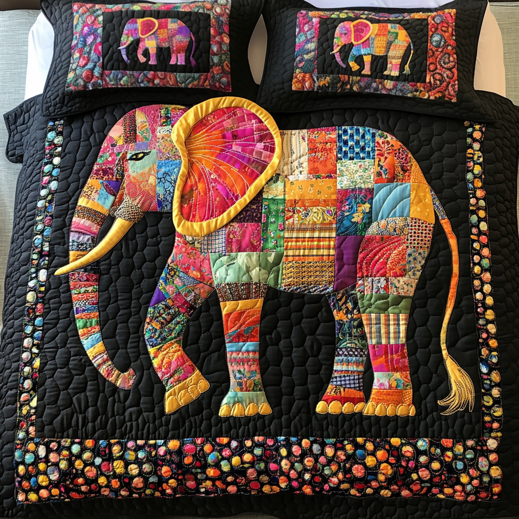 Tribal Elegance Quilted Bedding Set Holiday Duvet Covers Elephant Gifts For Xmas