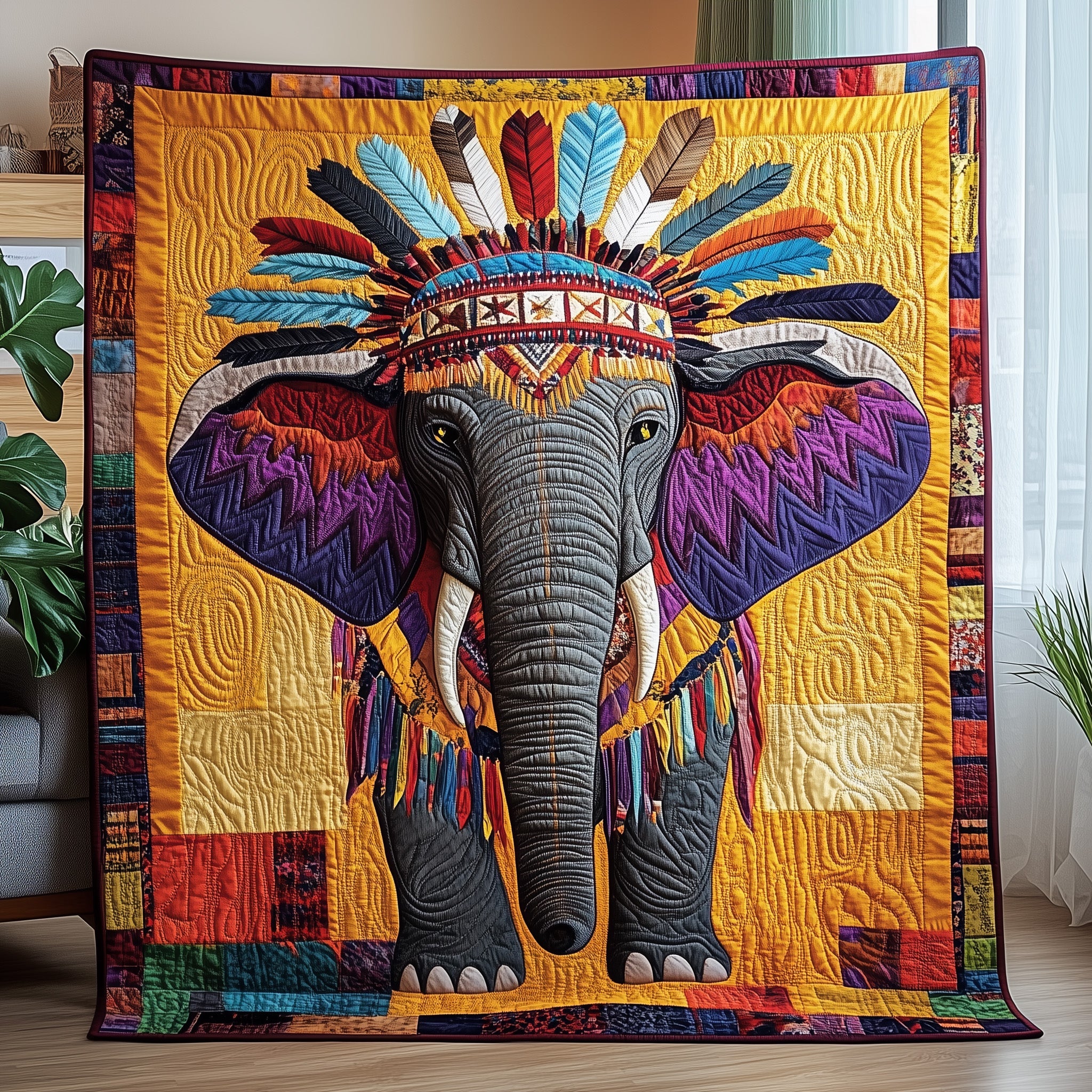 Tribal Elephant Quilted Blanket Nice Throw BlanketCute Elephant Gifts For Women
