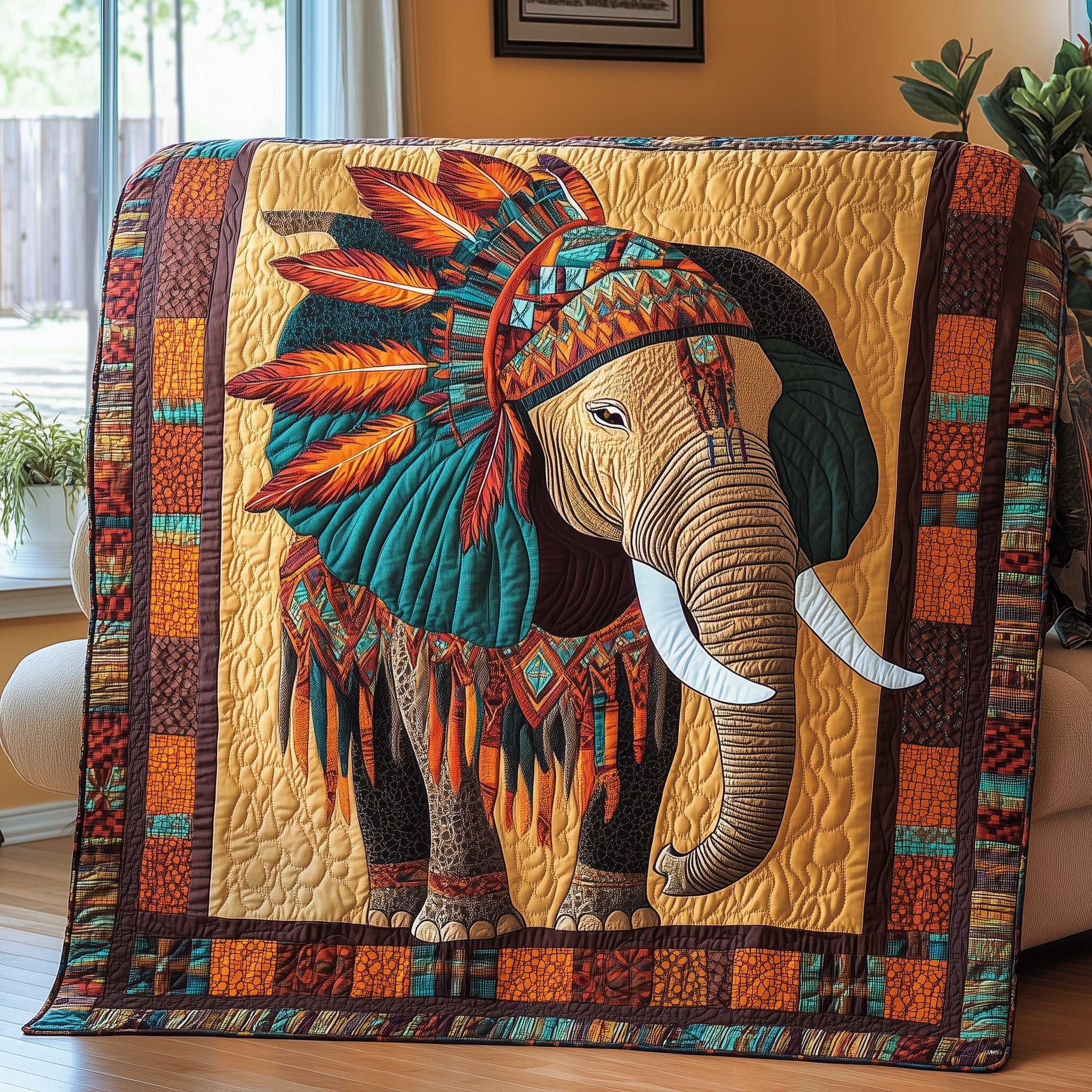 Tribal Elephant Quilted Blanket Nice Throw BlanketElephant Presents Native American