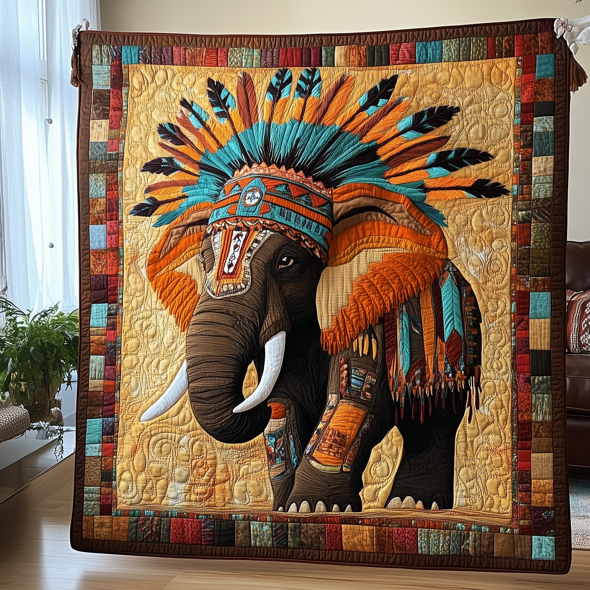 Tribal Elephant Quilted Blanket Nice Throw BlanketNative American Elephant Gifts Women