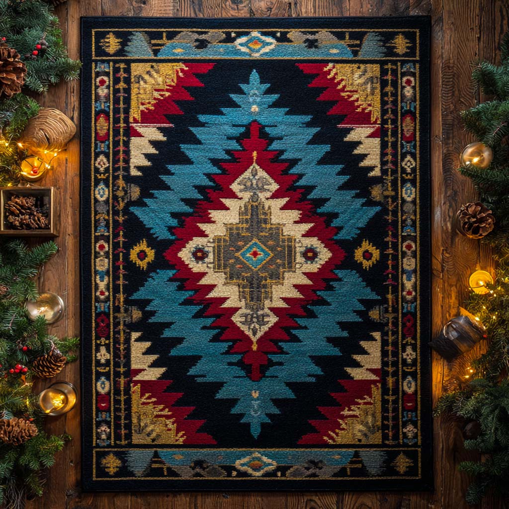 Tribal Ember Diamond Area Rug Christmas House Decor Gift Ideas For Bear Lovers