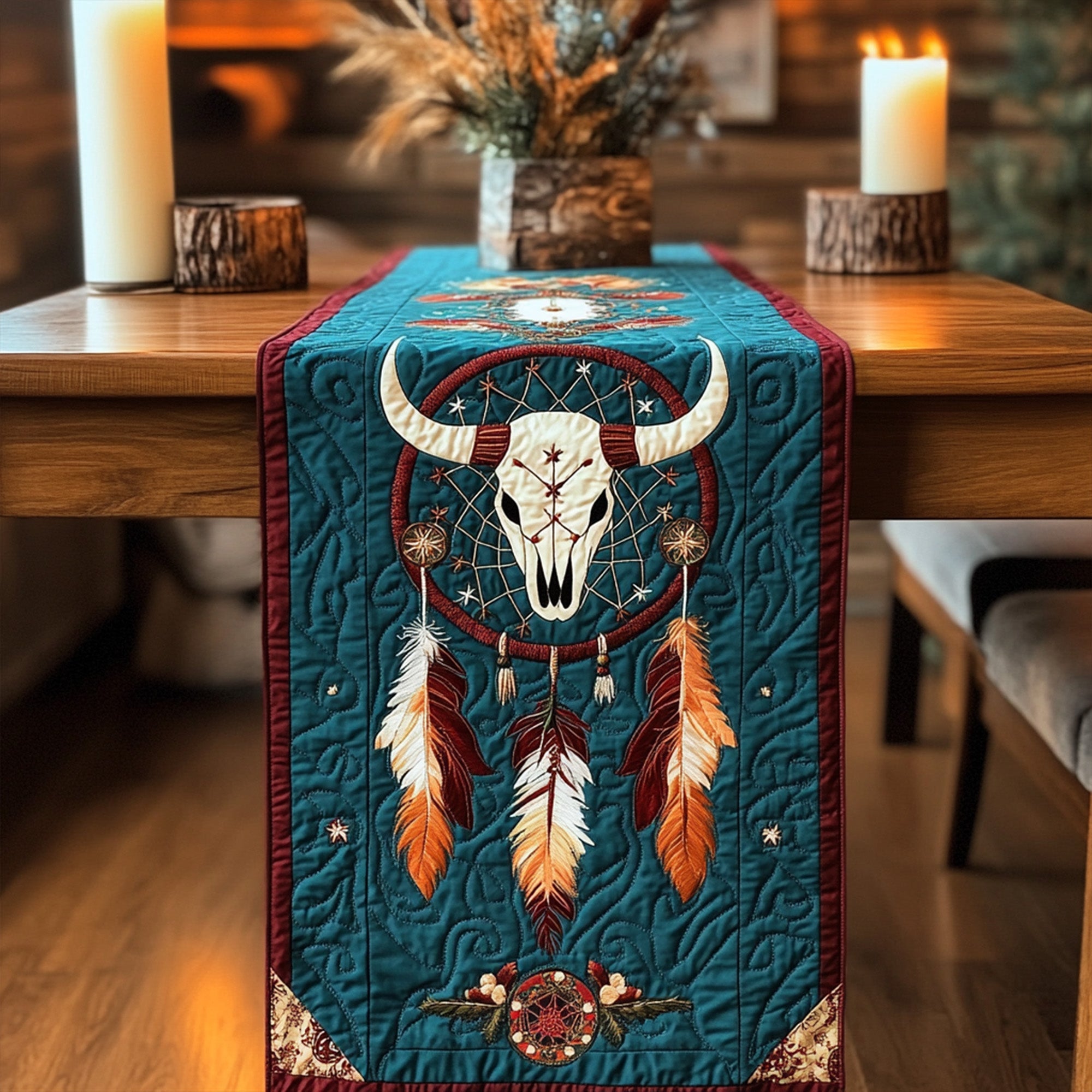 Tribal Essence Quilted Table Runner Dining Table Decor Native American Presents