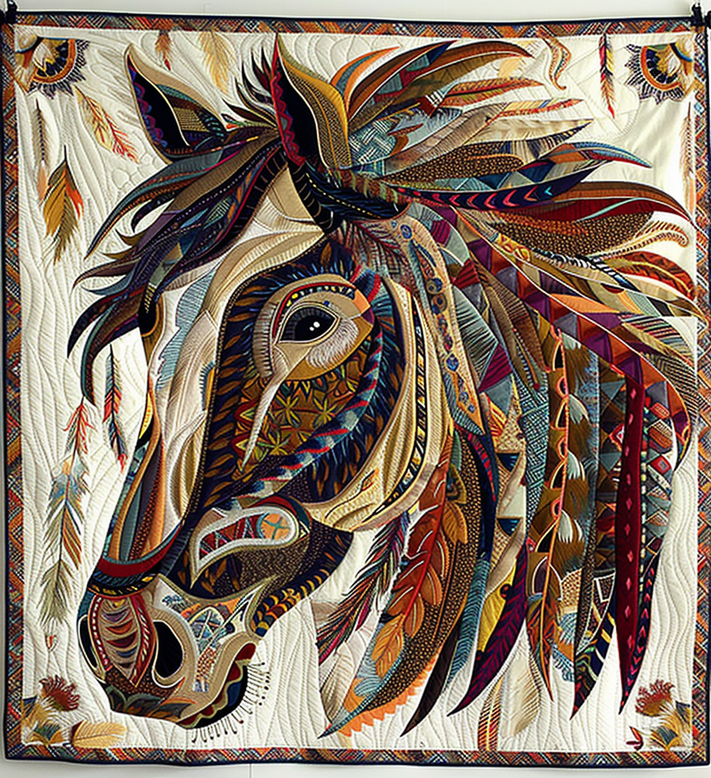 Tribal Gallop Quilted Blanket Horse Christmas Presents
