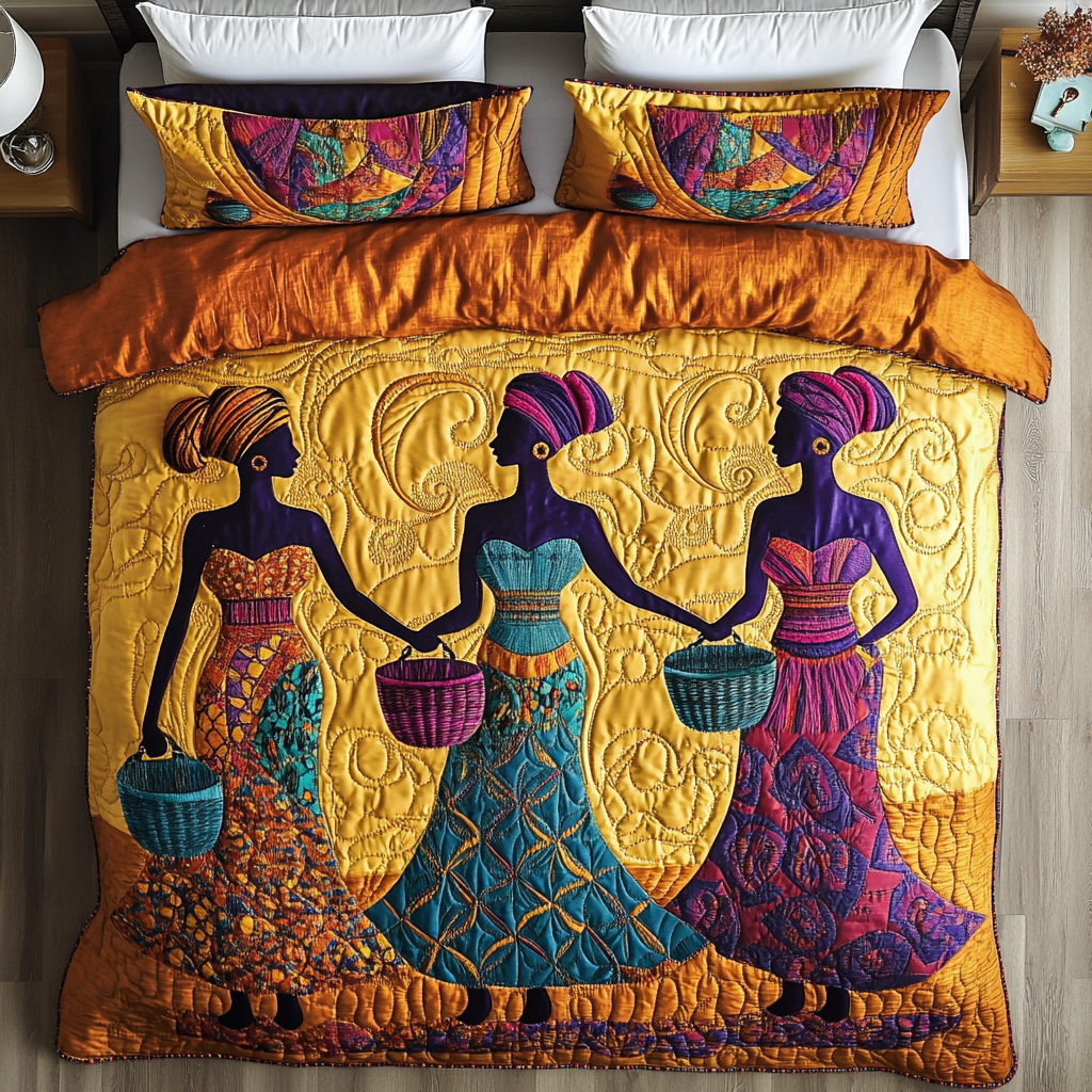 Tribal Grace Quilted Bedding Set Duvet Cover Bed Sheet Set Black History Month Gifts