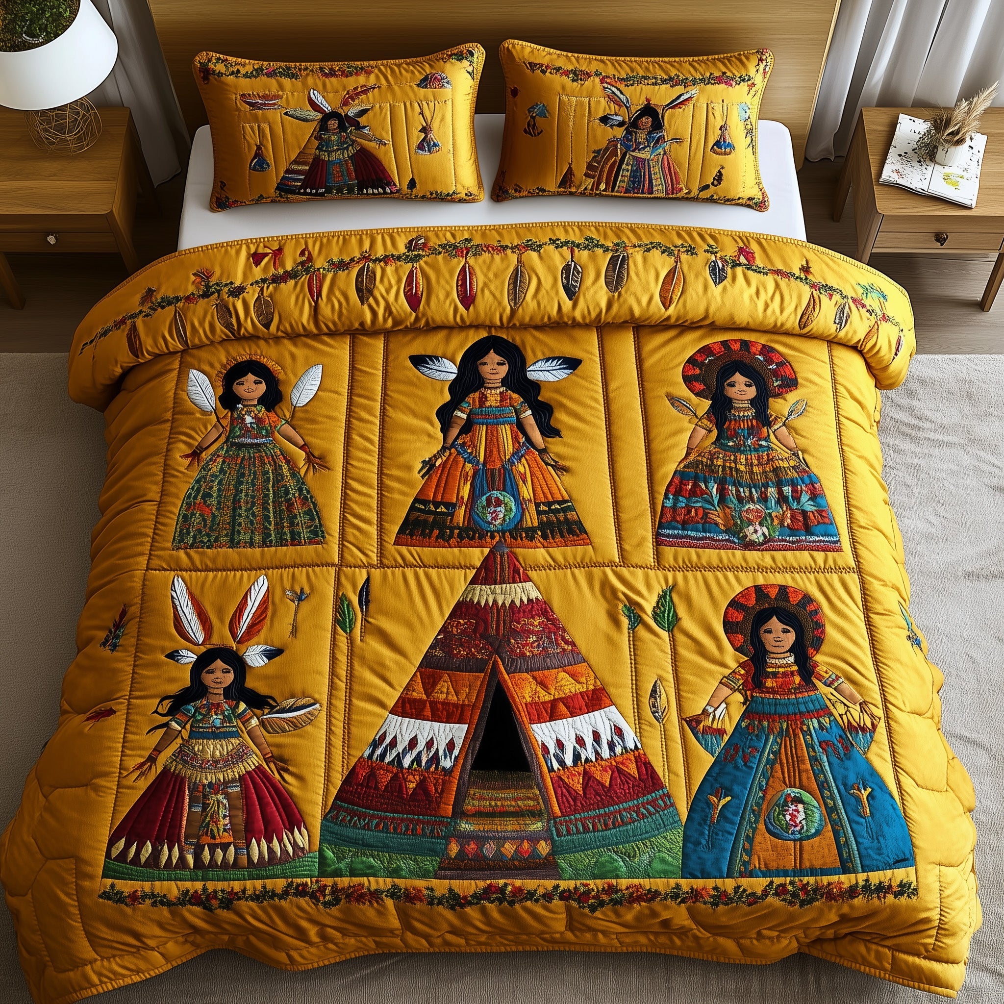 Tribal Harmony Quilted Bedding Set Duvet Cover Merchandise Native American Presents