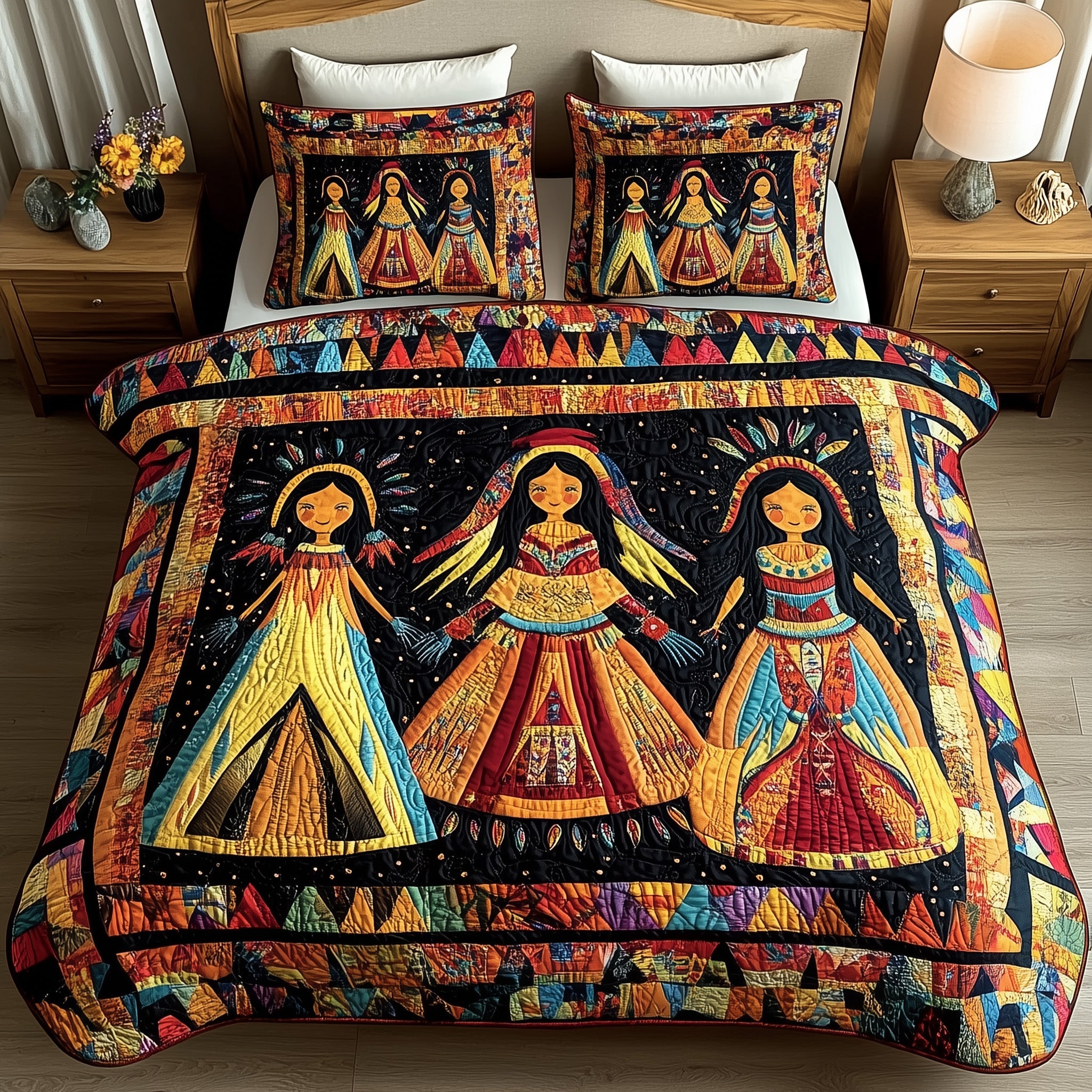 Tribal Harmony Quilted Bedding Set Duvet Cover Merchandise Native Gifts For Men Women