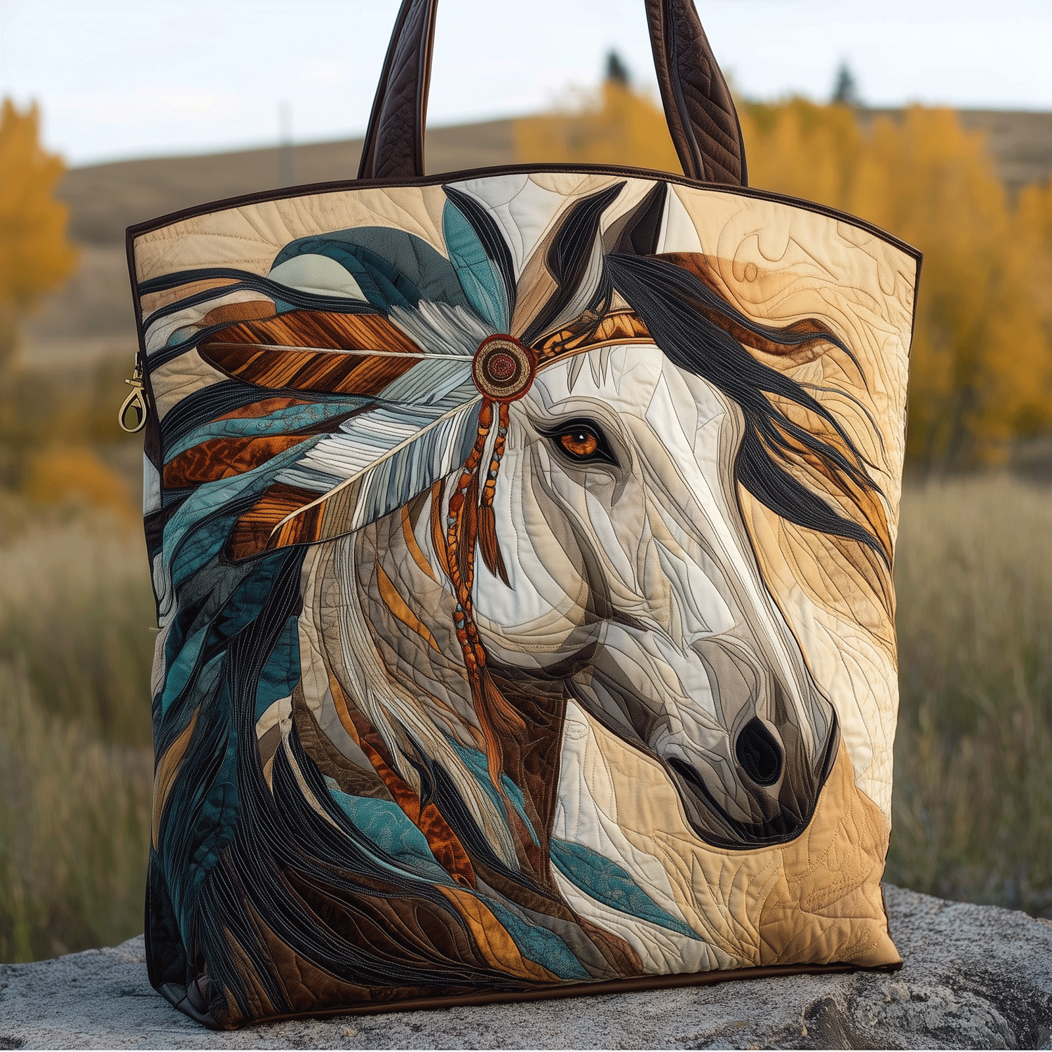 Tribal Horse Power Quilted Tote Bag Horse Themed Christmas Gifts