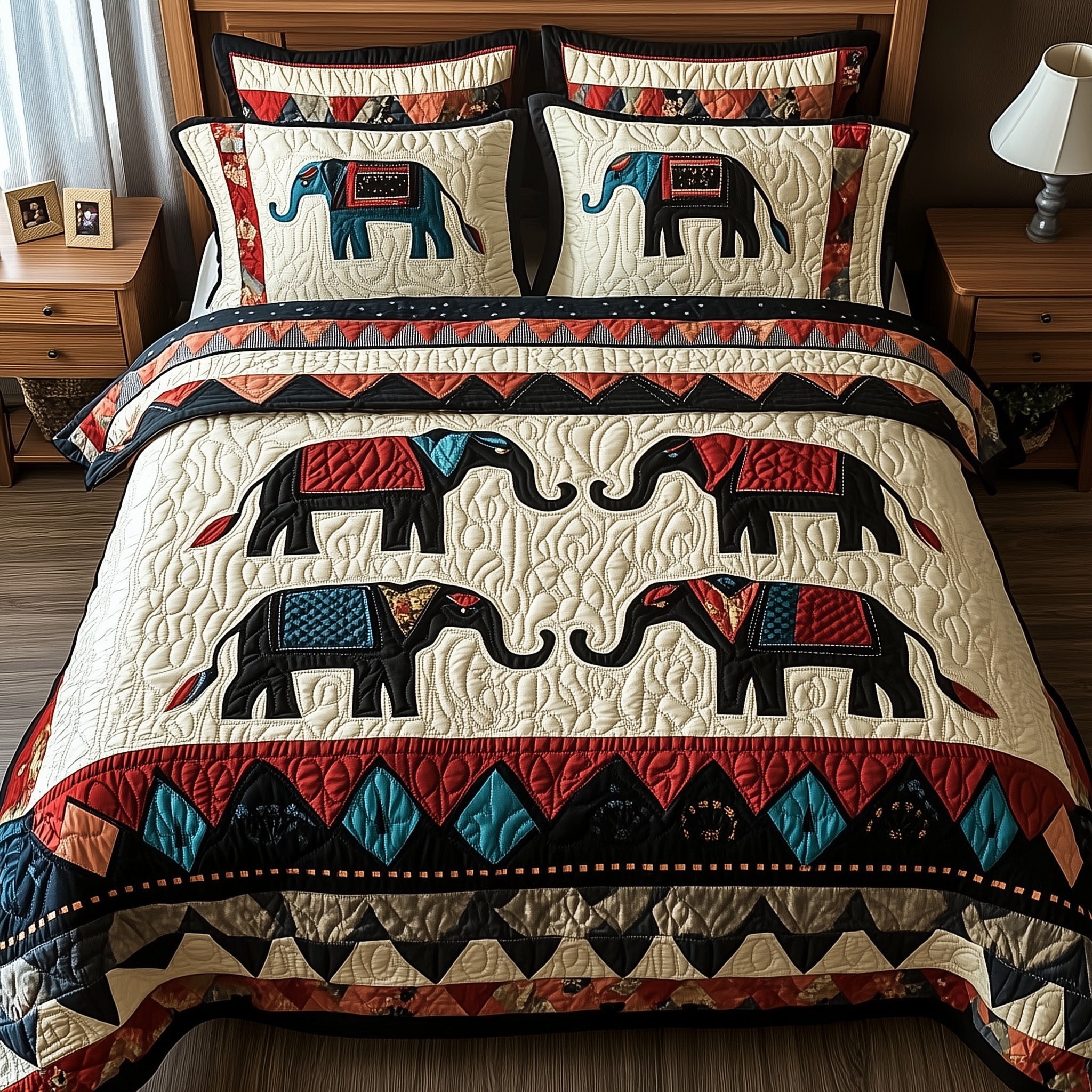 Tribal Majesty Quilted Bedding Set Lightweight