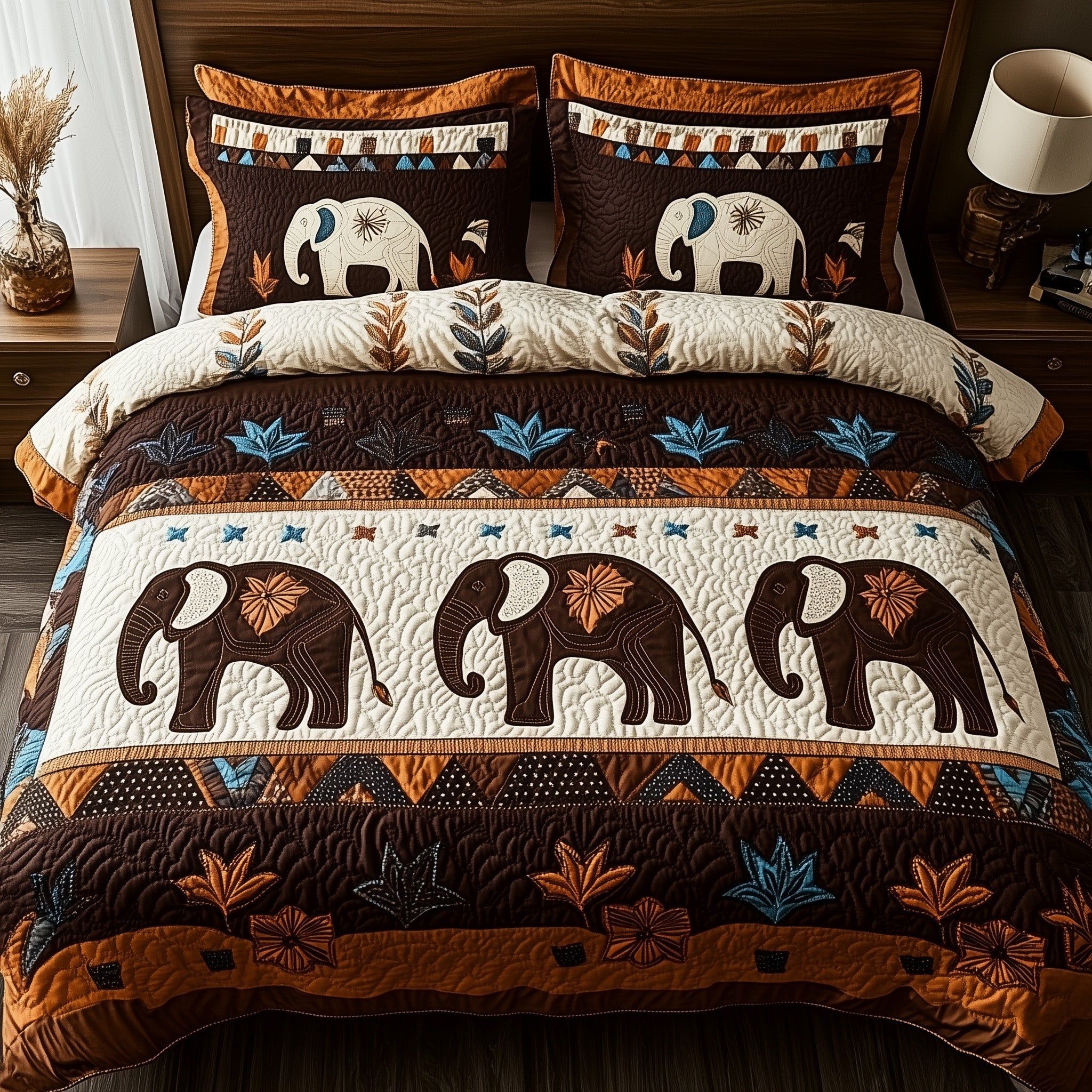 Tribal Majesty Quilted Bedding Set Machine Washable