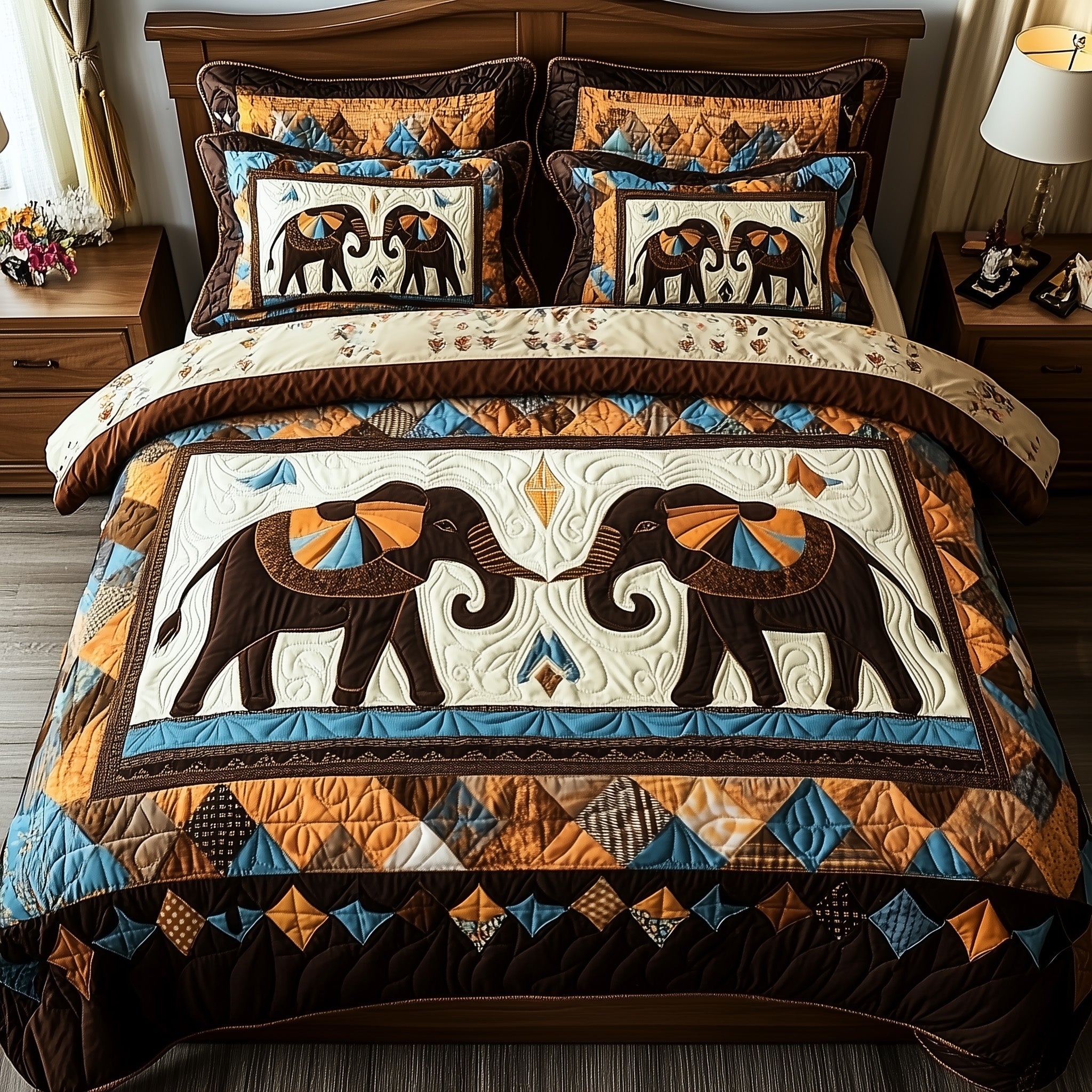 Tribal Majesty Quilted Bedding Set Microfiber