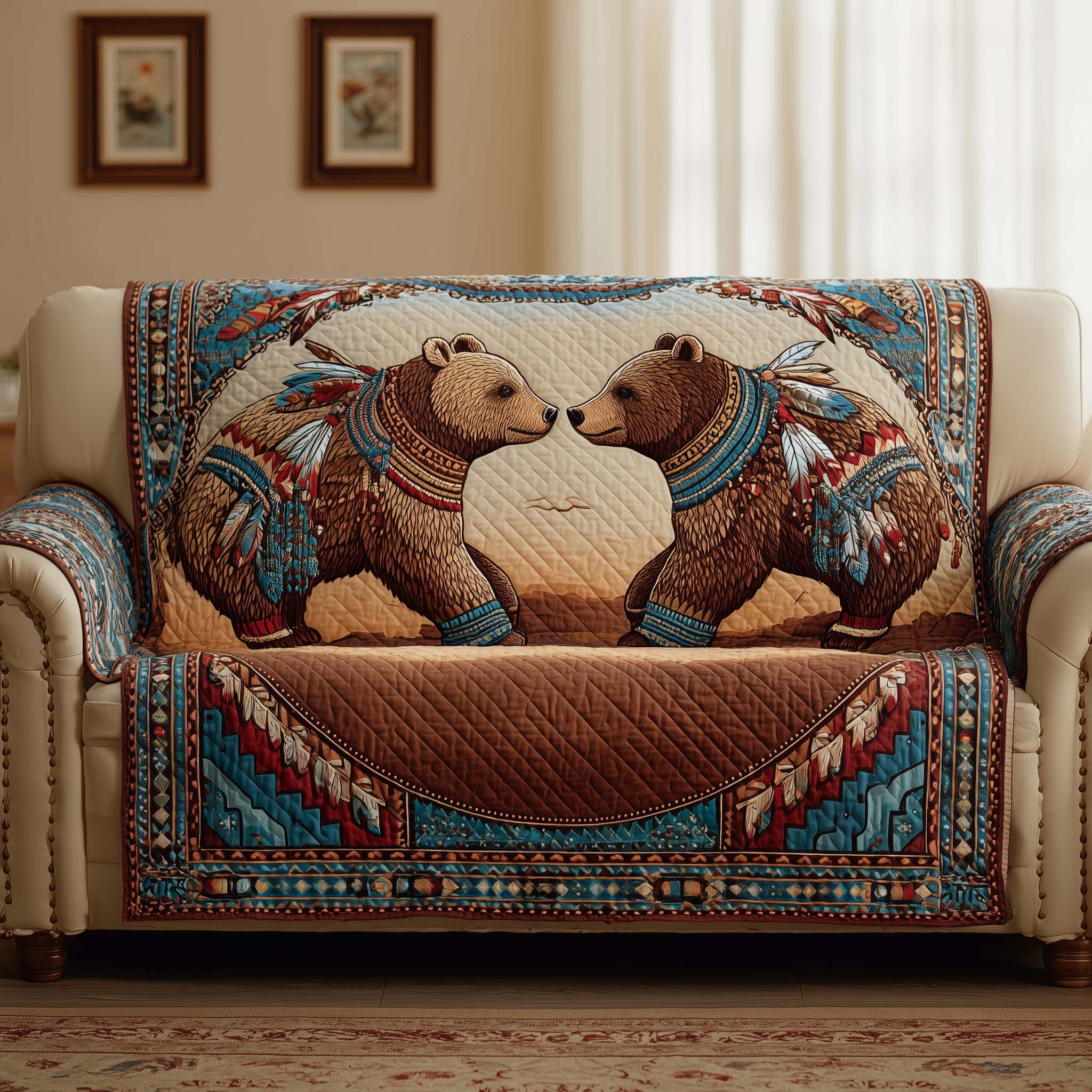 Tribal Majesty Quilted Sofa Cover Unique Tribal Bold Style Native American Presents For Dad