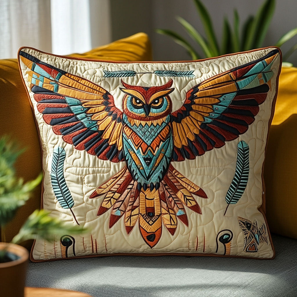 Tribal Owl Quilt Pillow Case Luxury Satin Pillowcase for Smooth Hair and Skin