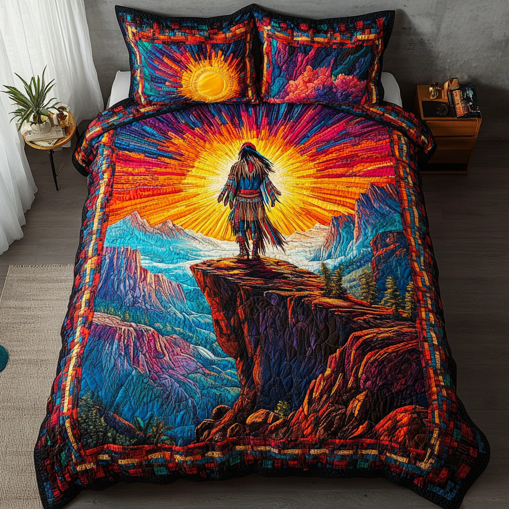 Tribal Path Quilted Bedding Set Bed Decorations Native American Presents