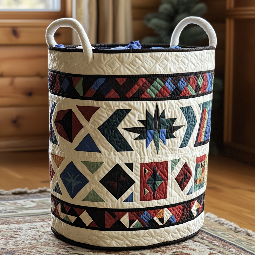 Tribal Peaks Quilted Laundry Basket New Year Merch Gift