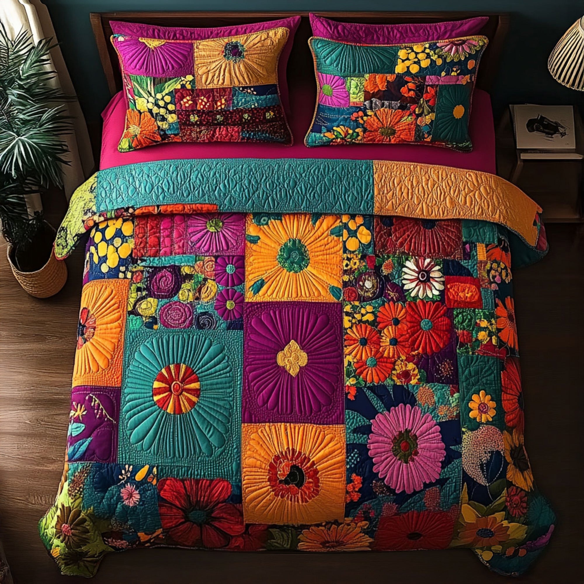 Tribal Radiance Quilted Bedding Set Holiday Duvet Cover Set Hippie Birthday Gifts