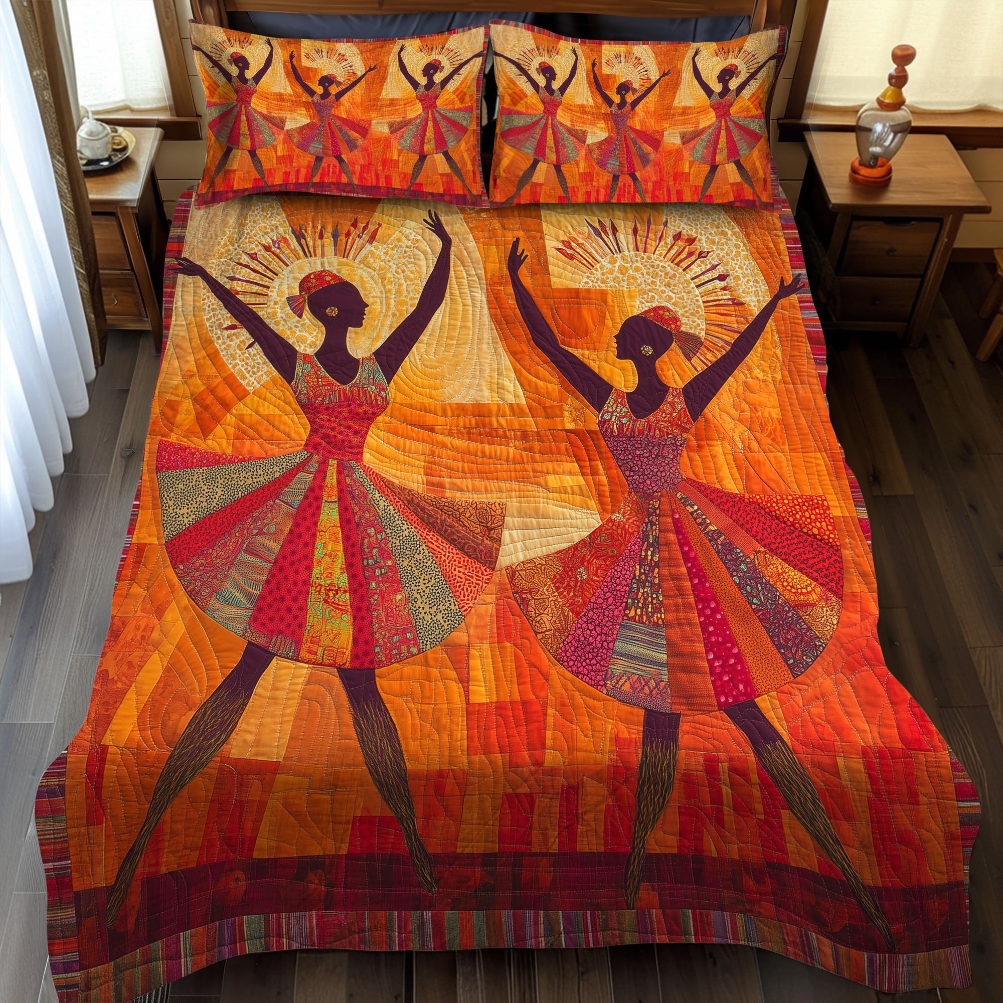 Tribal Rhythm Quilted Bedding Set Bedroom Decorations Native American Gifts For Men Women