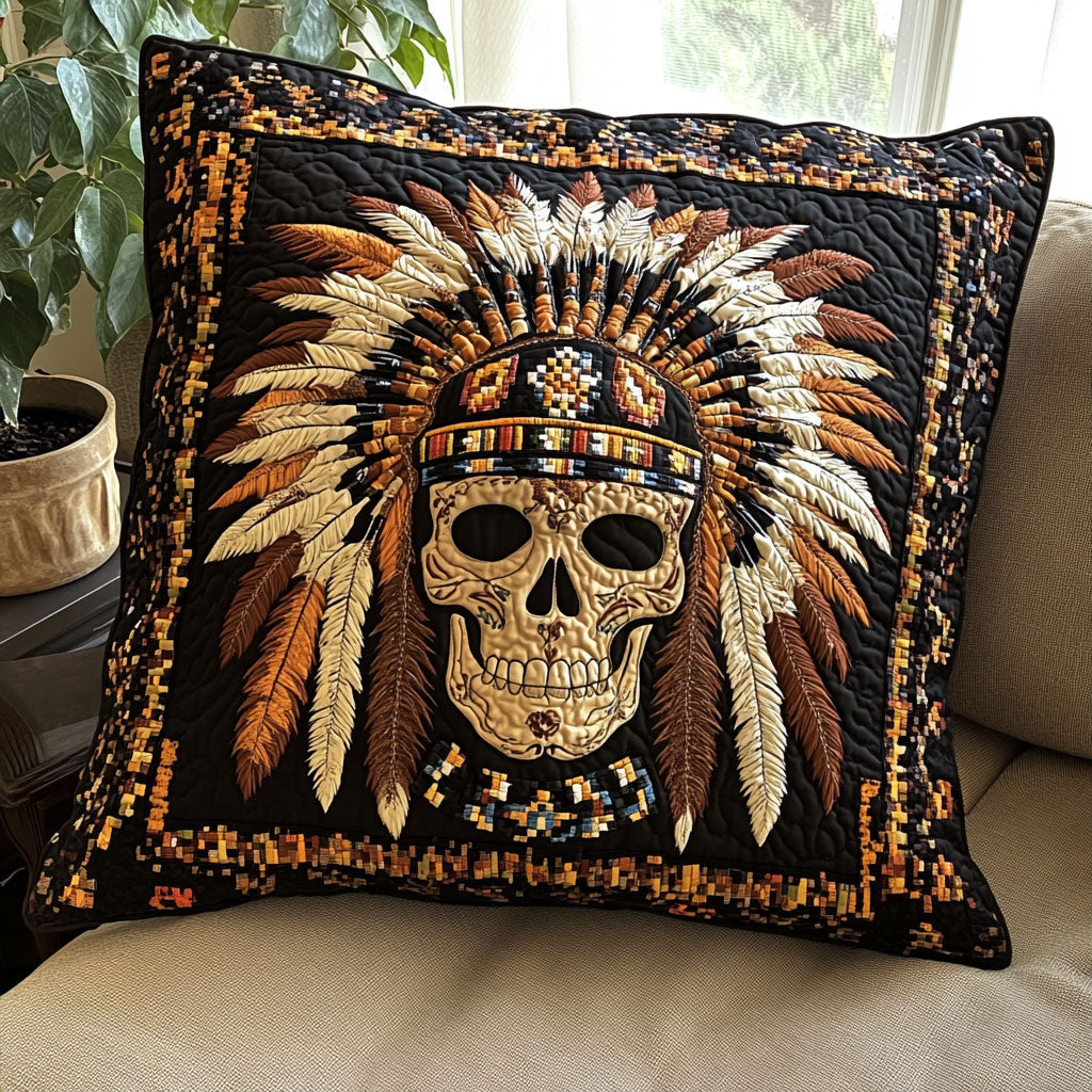 Tribal Skull Quilt Pillow Case Hypoallergenic Pillow Cover for Sensitive Skin