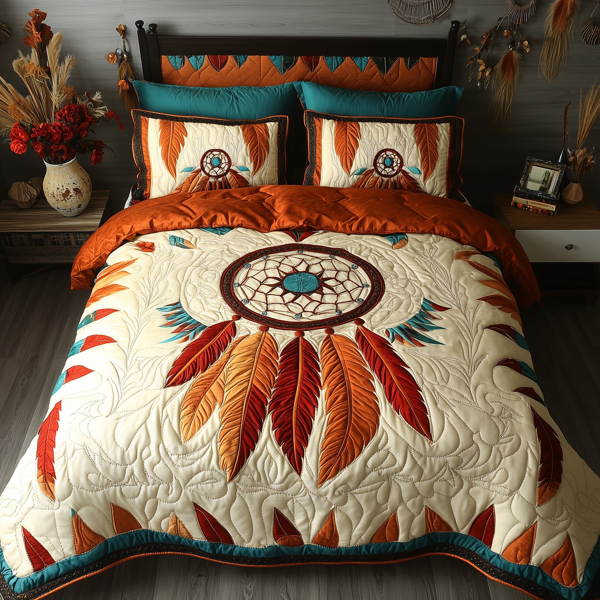 Tribal Soul Dreamcatcher Quilted Bedding Set Duvet Cover Bedspread Native American Gifts For Friends
