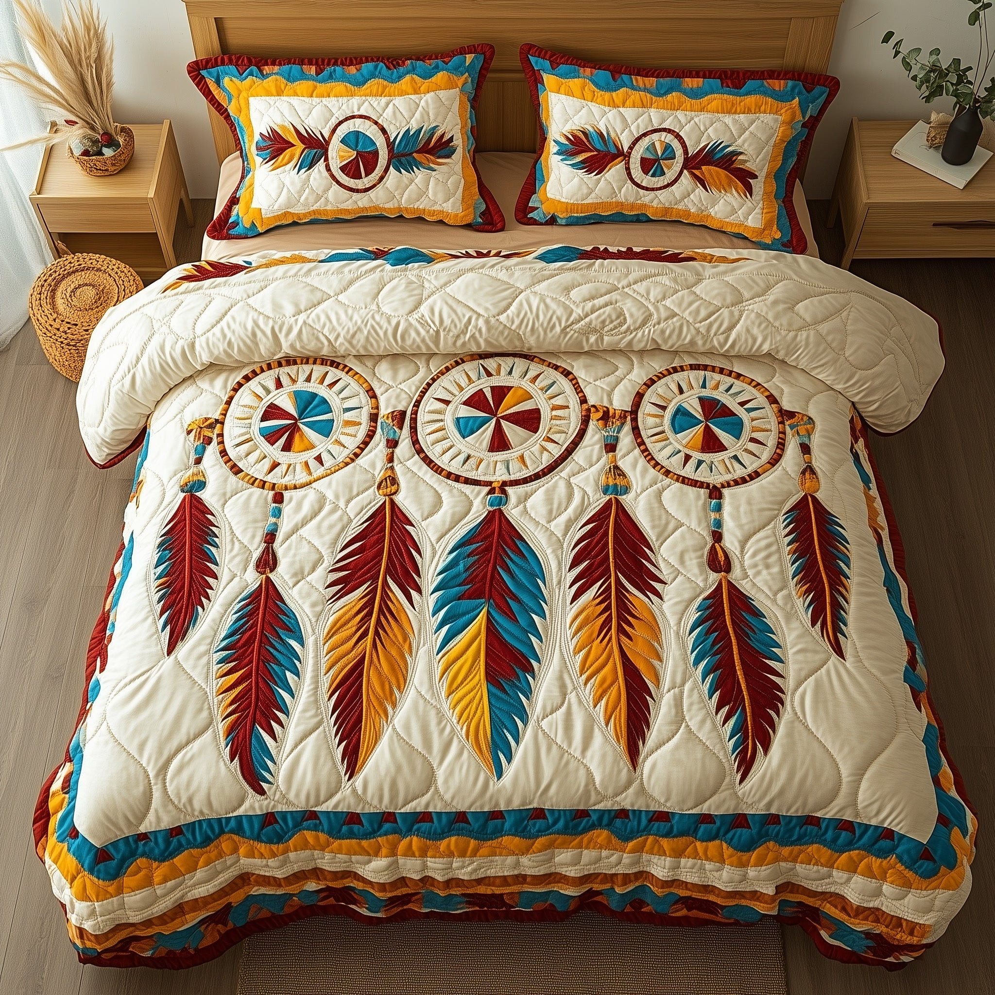 Tribal Soul Dreamcatcher Quilted Bedding Set Native American Inspired Decor Gifts For Her