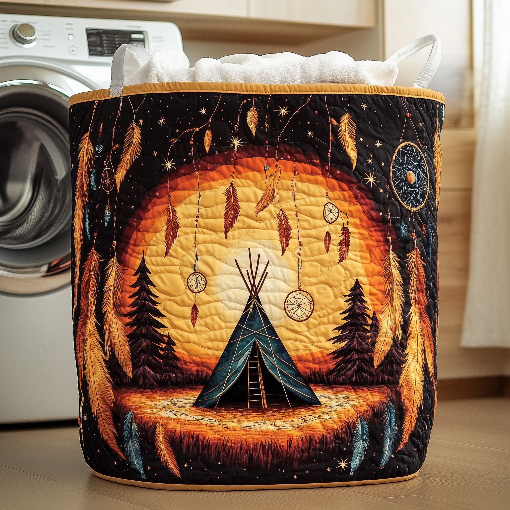 Tribal Soul Dreamcatcher Quilted Laundry Basket Easter Merch Gift