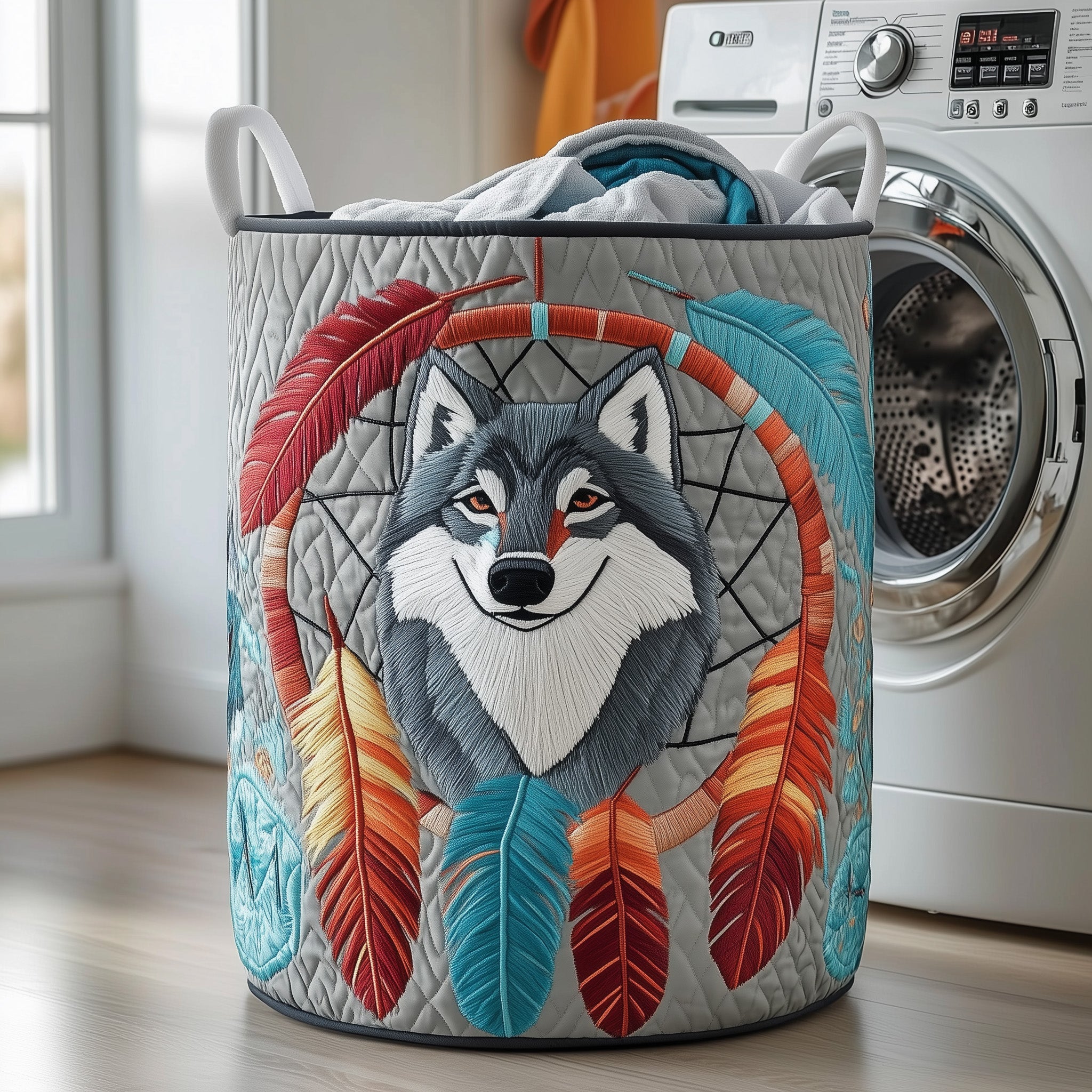 Tribal Soul Dreamcatcher Quilted Laundry Basket Father's Day Merch Gift
