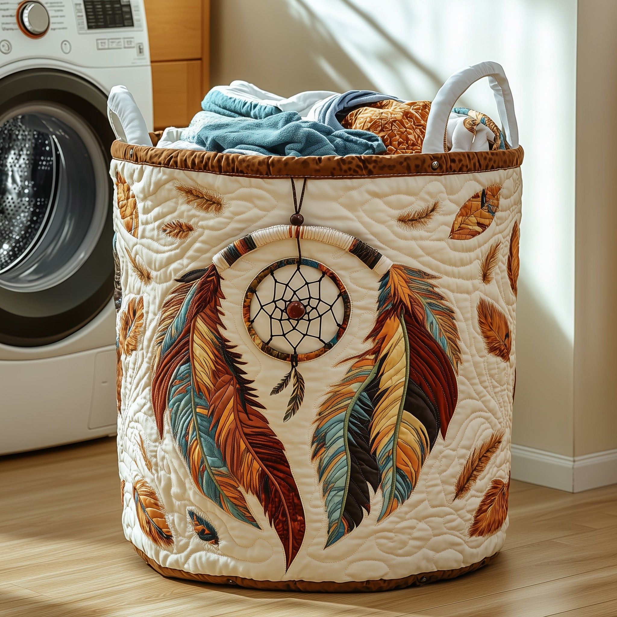 Tribal Soul Dreamcatcher Quilted Laundry Basket Merch For Mom