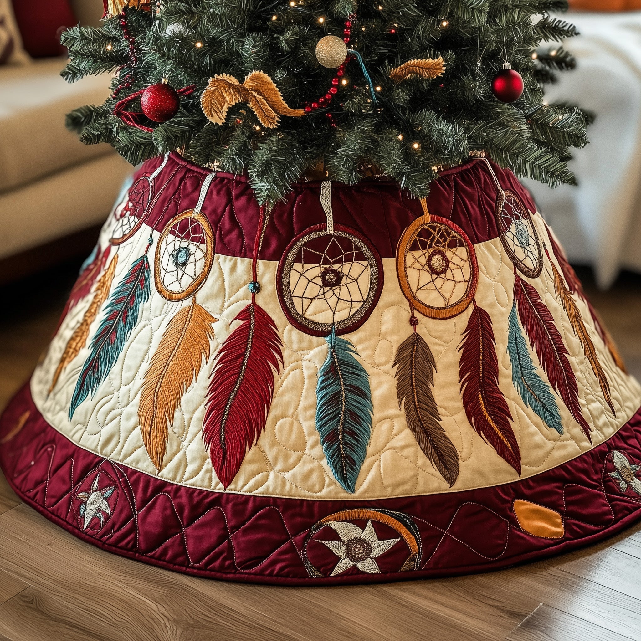 Tribal Soul Dreamcatcher Quilted Tree Skirt Holiday Tree Skirt Must-Have